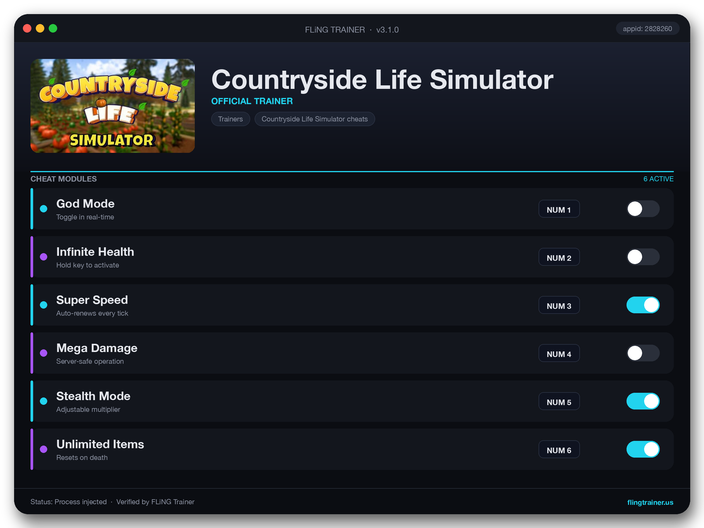 Countryside Life Simulator Trainer interface