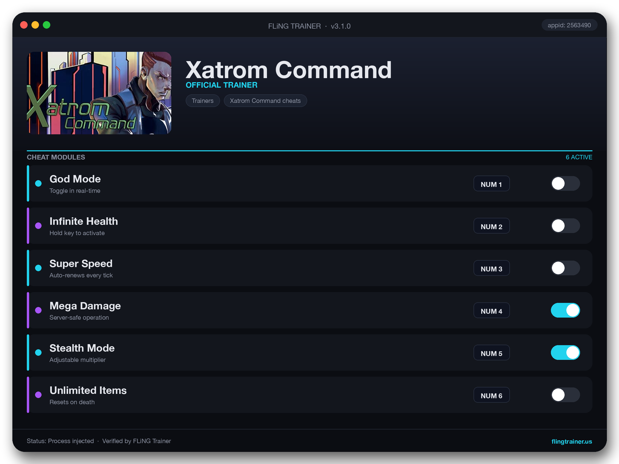 Xatrom Command Trainer interface