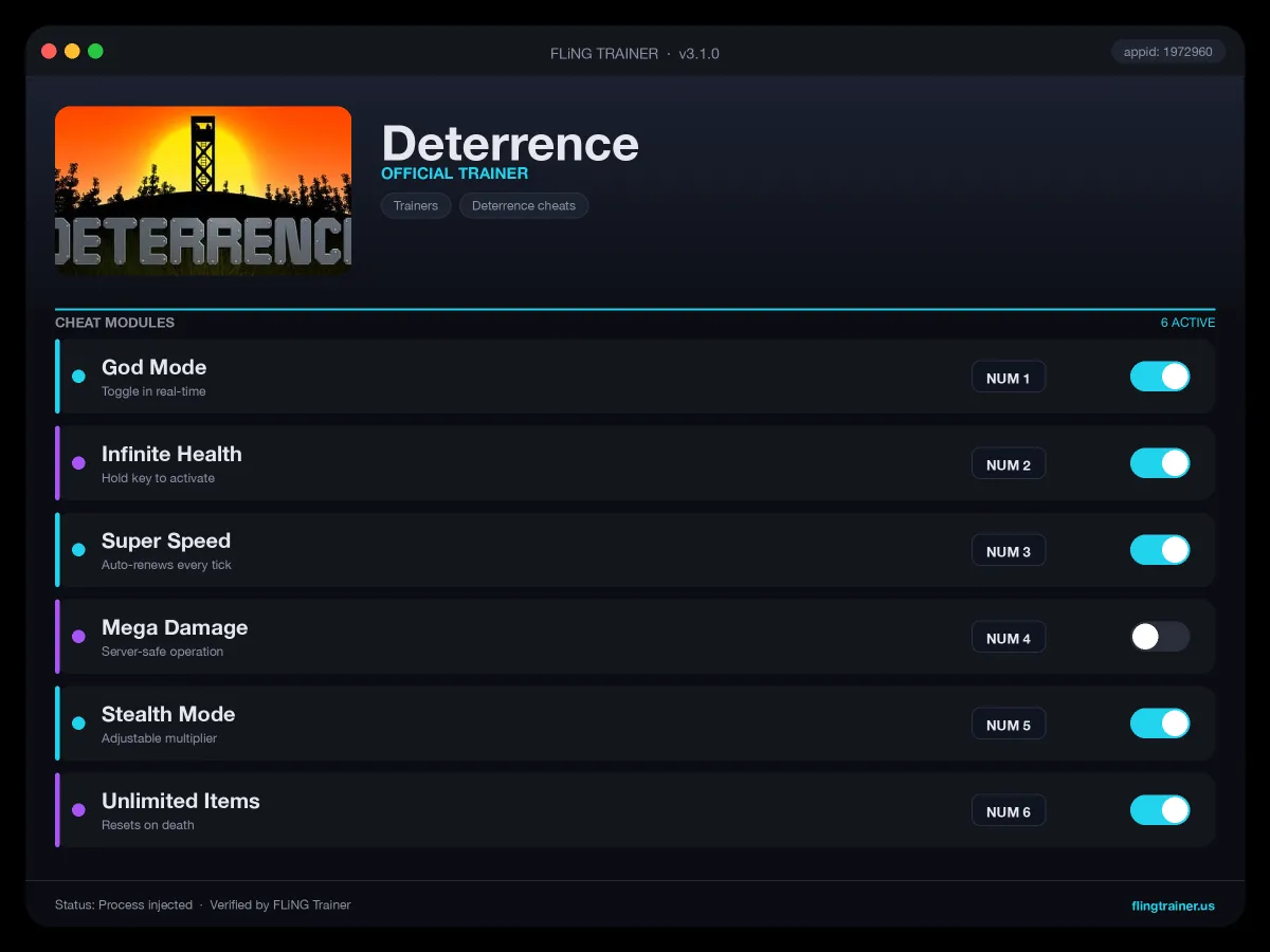 Deterrence Trainer interface