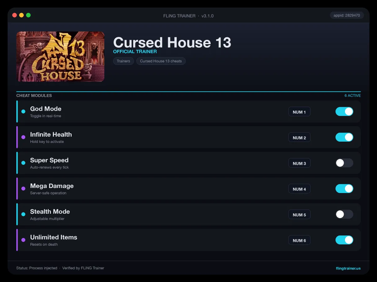 Cursed House 13 Trainer interface