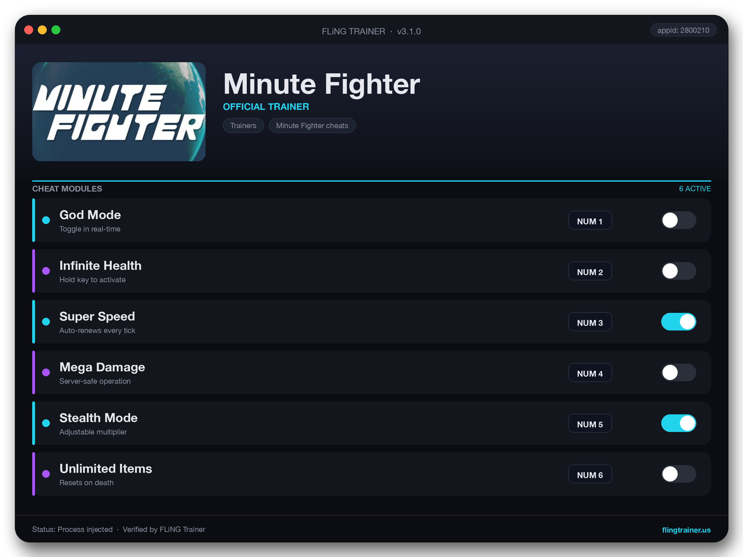 Minute Fighter Trainer interface