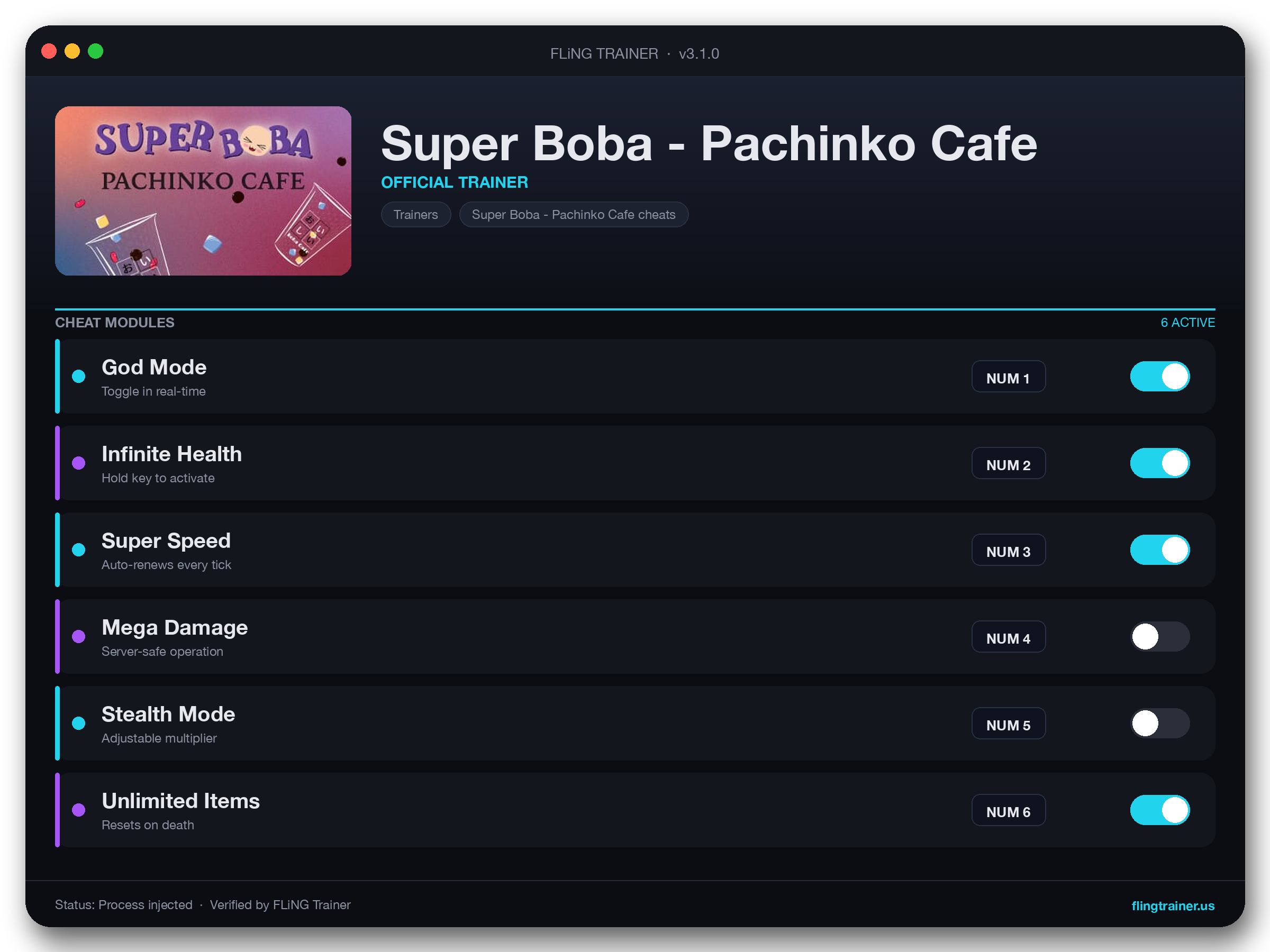 Super Boba - Pachinko Cafe Trainer interface