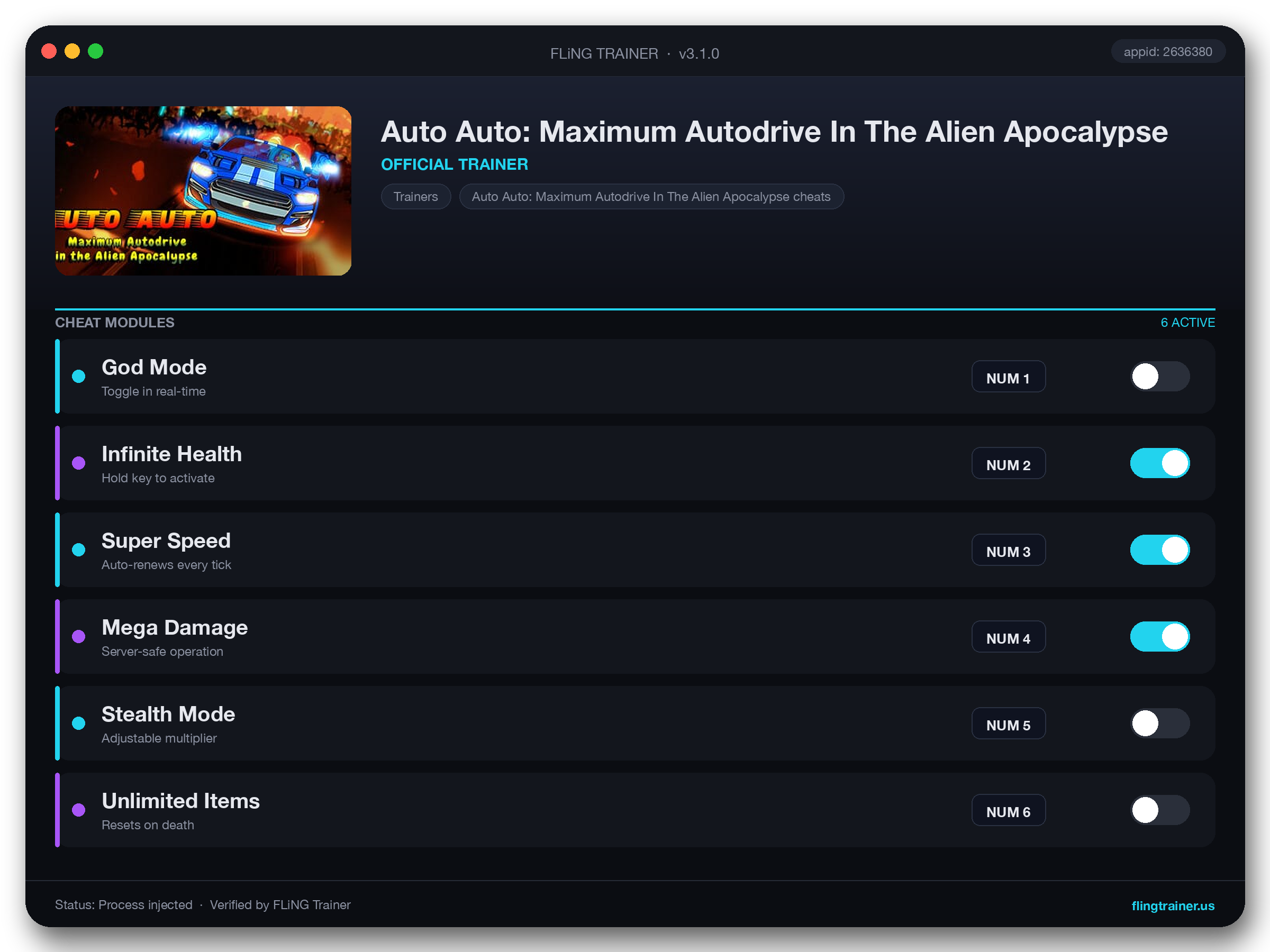 Auto Auto: Maximum Autodrive In The Alien Apocalypse Trainer interface