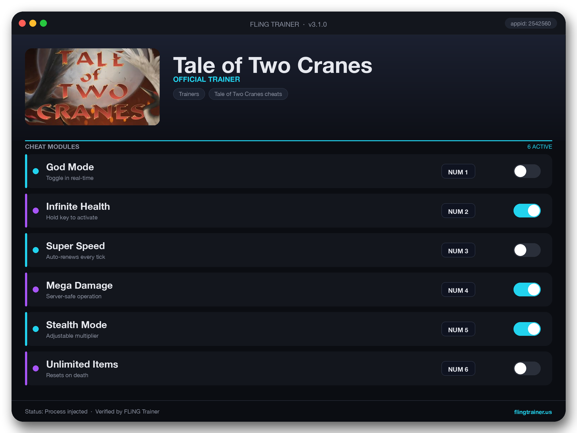 Tale of Two Cranes Trainer interface