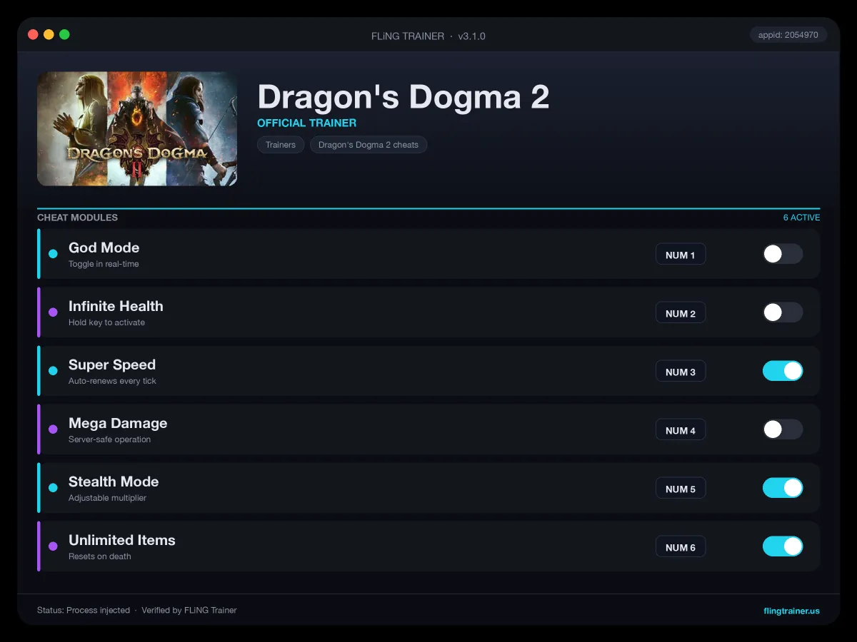 Dragon's Dogma 2 Trainer interface
