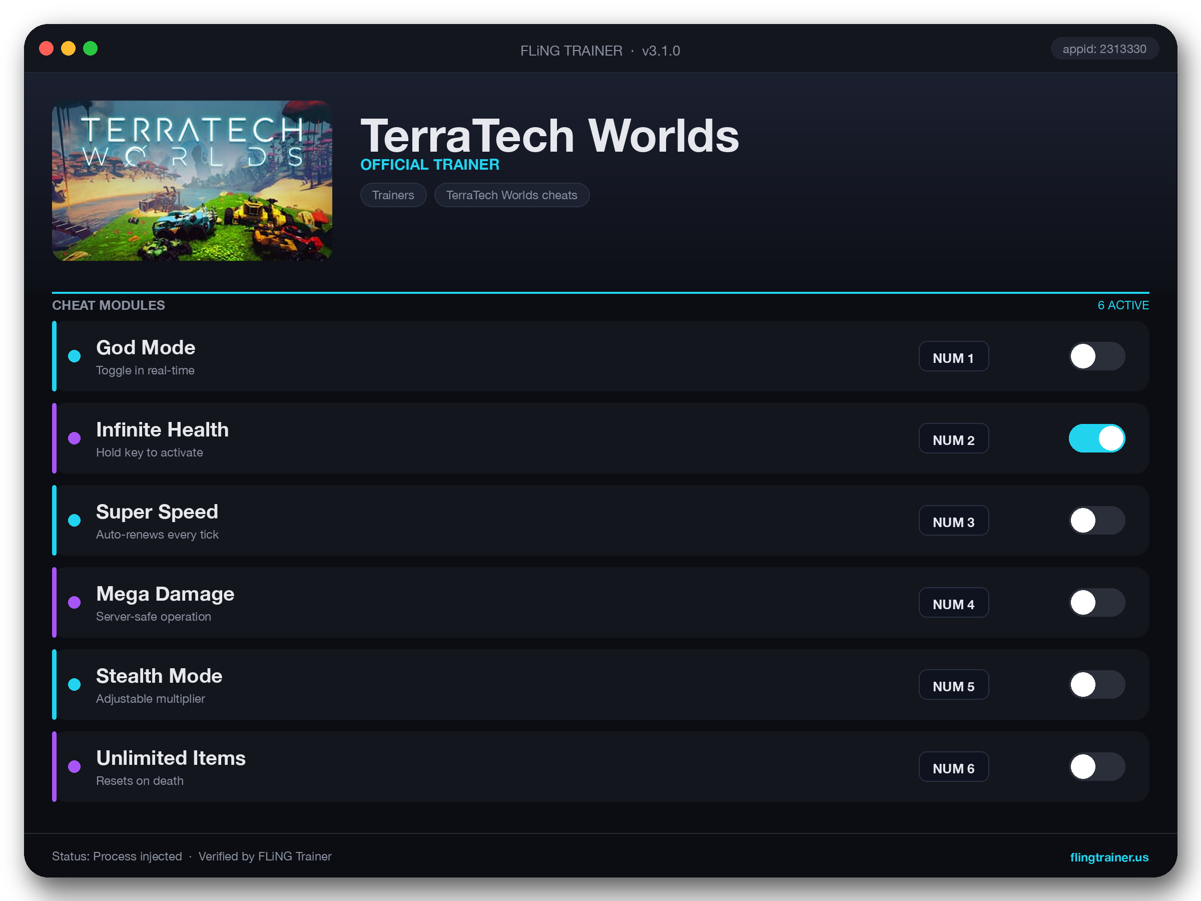 TerraTech Worlds Trainer interface
