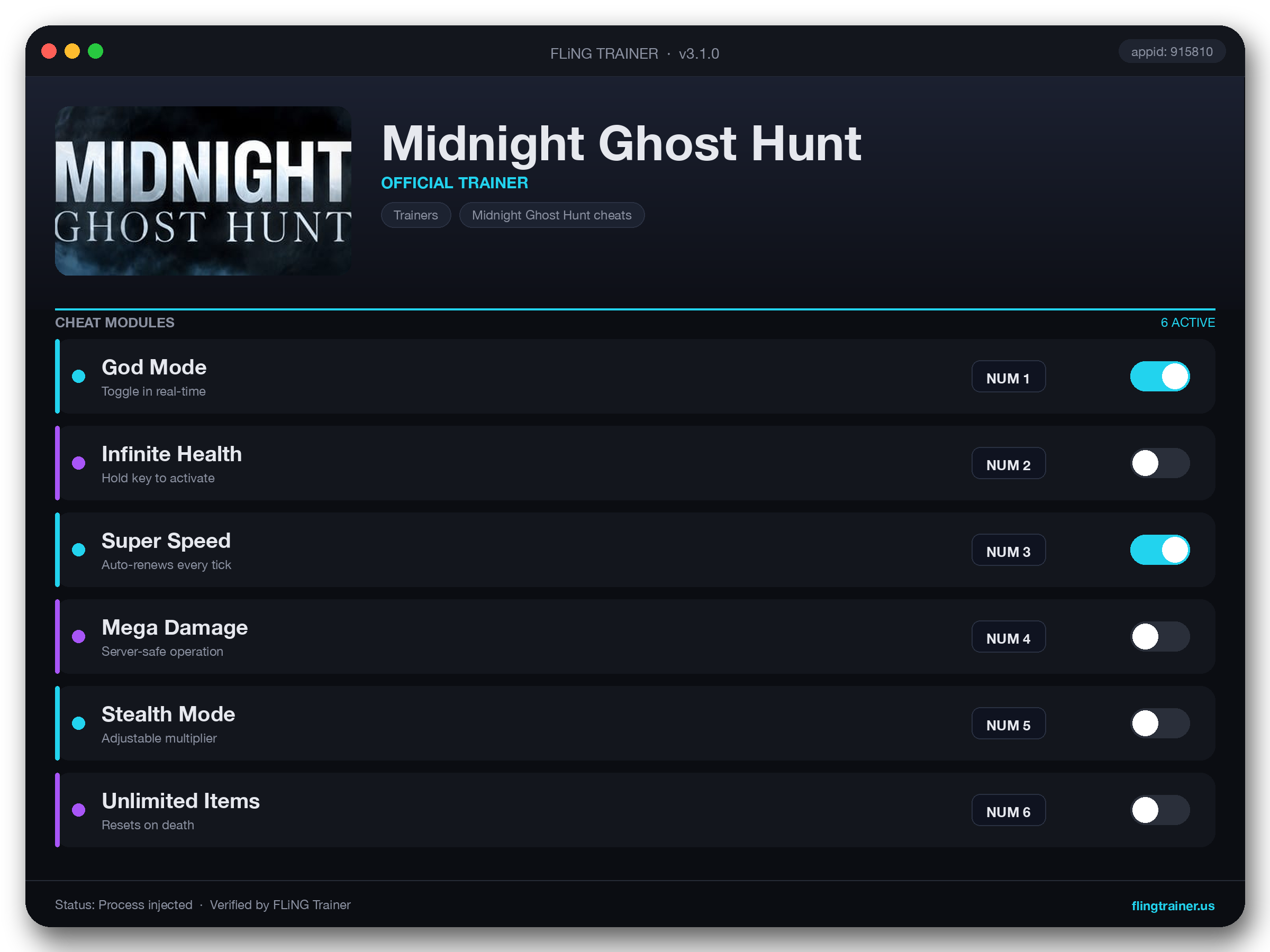 Midnight Ghost Hunt Trainer interface