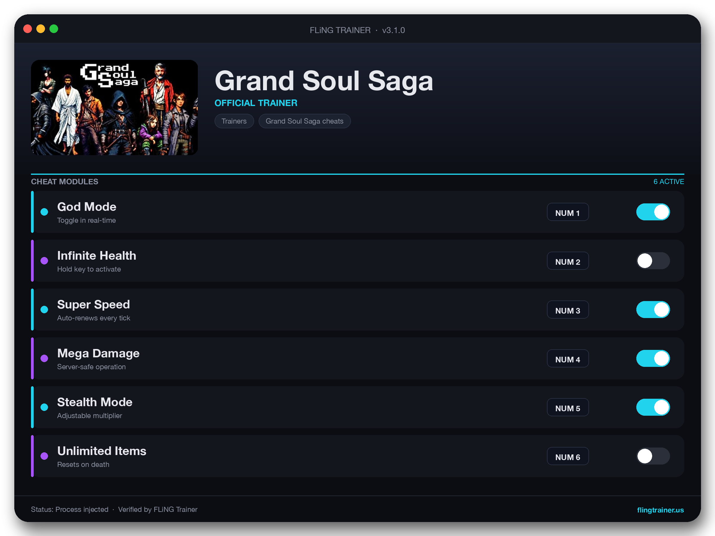 Grand Soul Saga Trainer interface