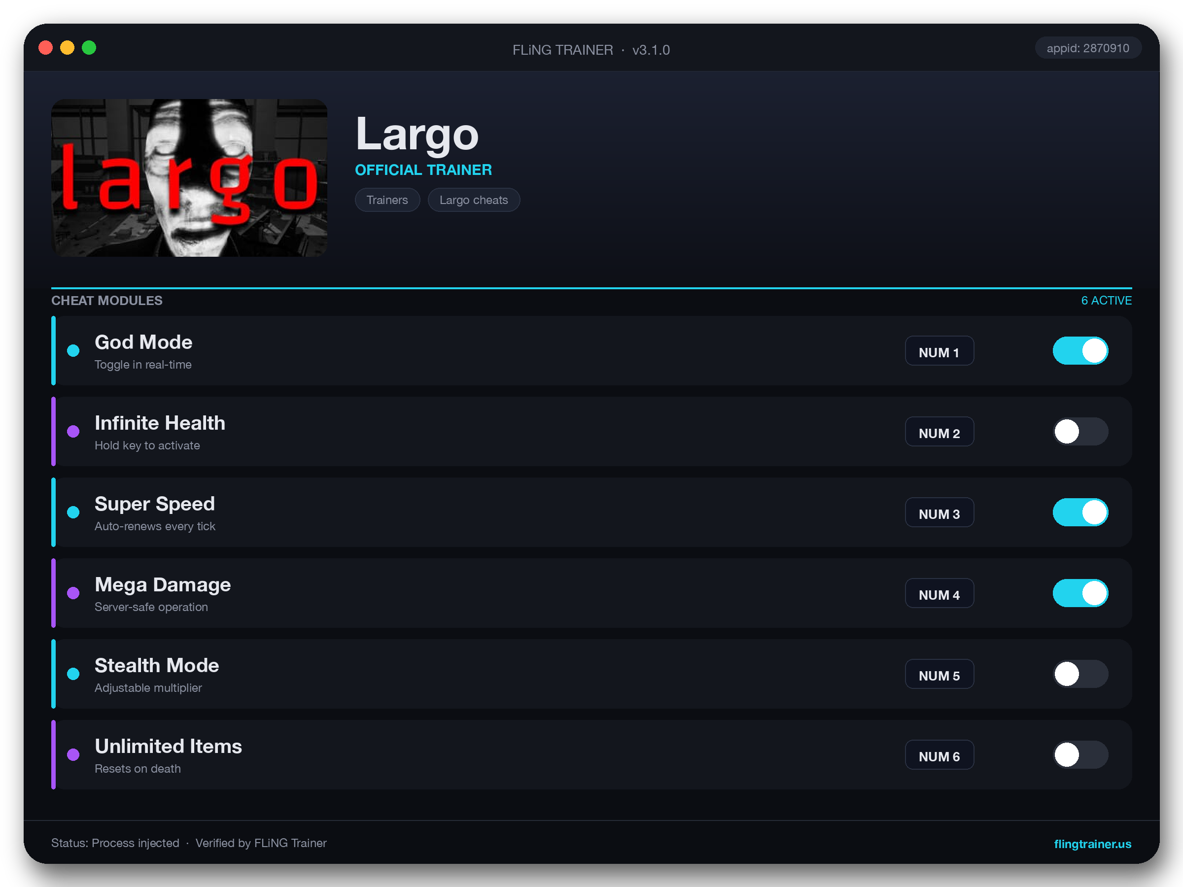 Largo Trainer interface