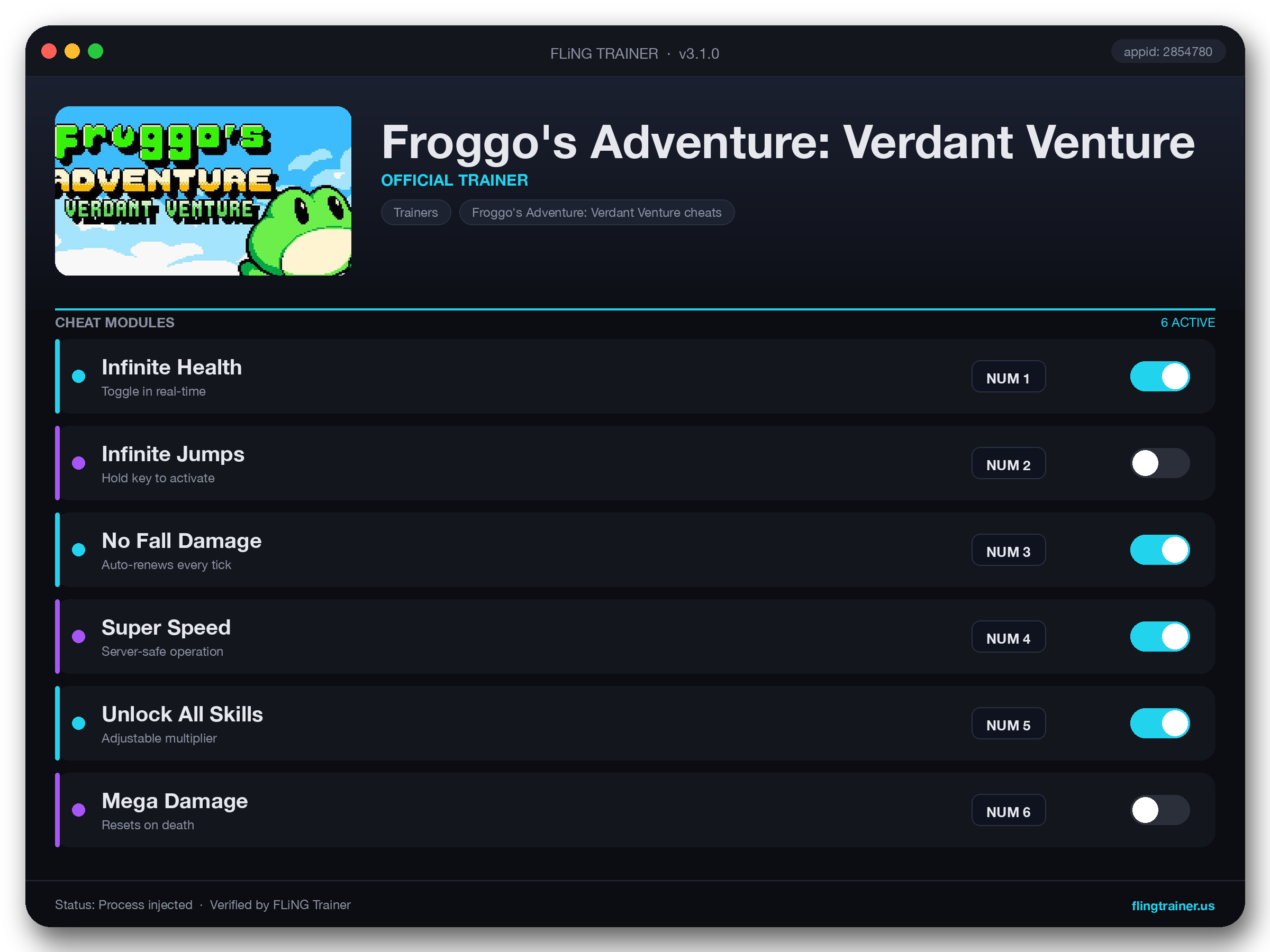Froggo's Adventure: Verdant Venture Trainer interface