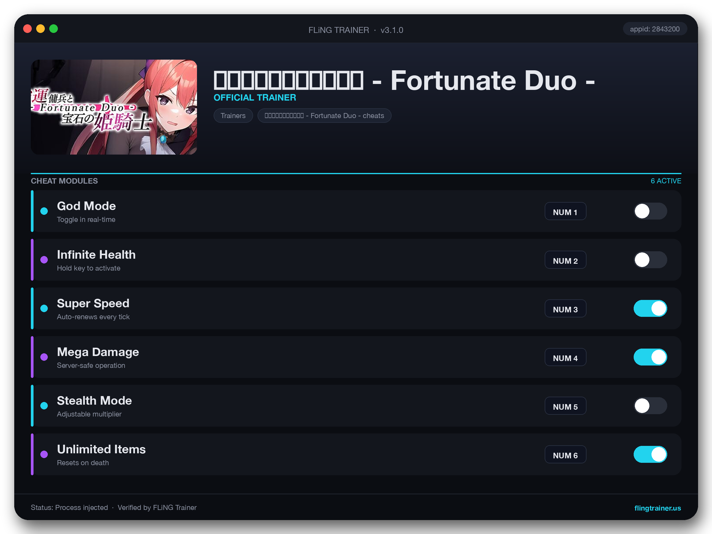 強運傭兵と宝石の姫騎士 - Fortunate Duo - Trainer interface