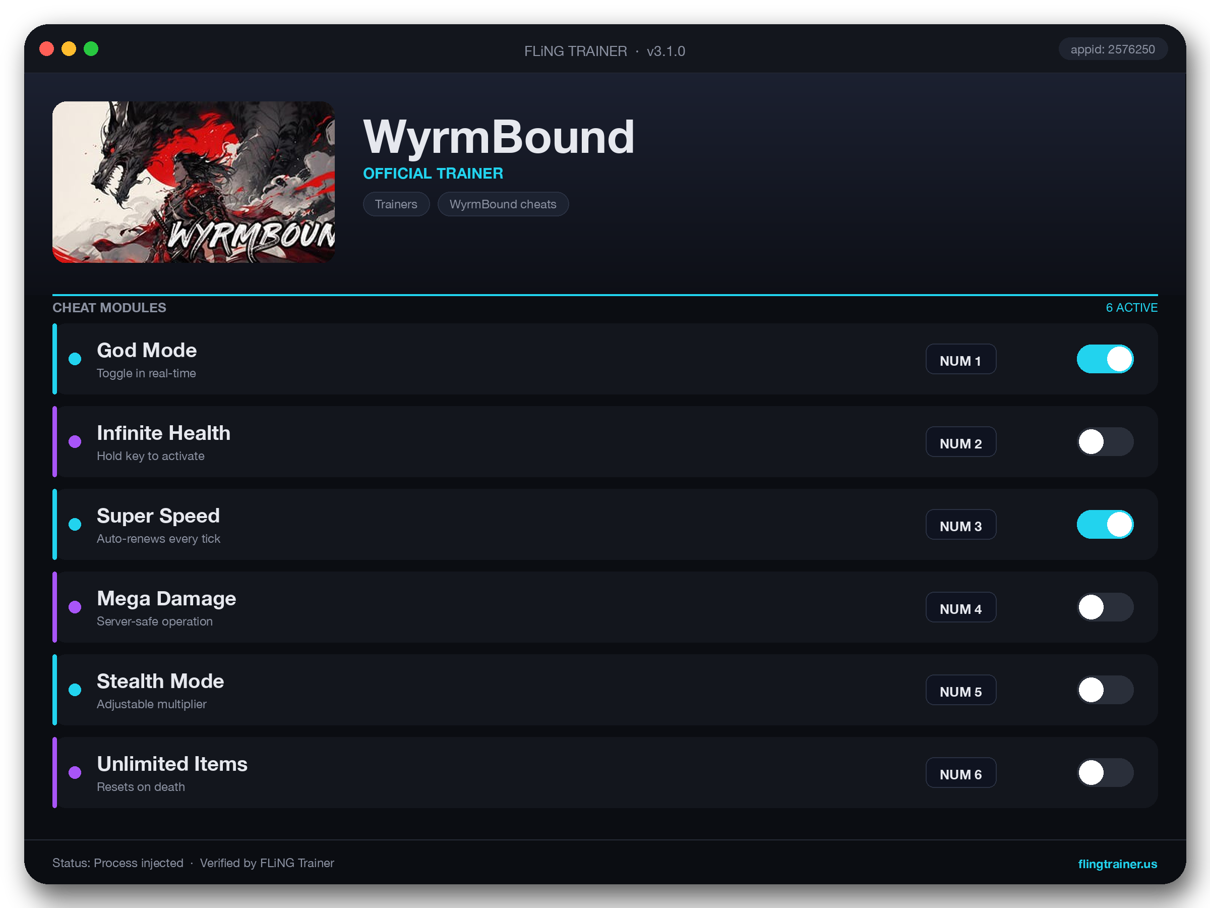 WyrmBound Trainer interface