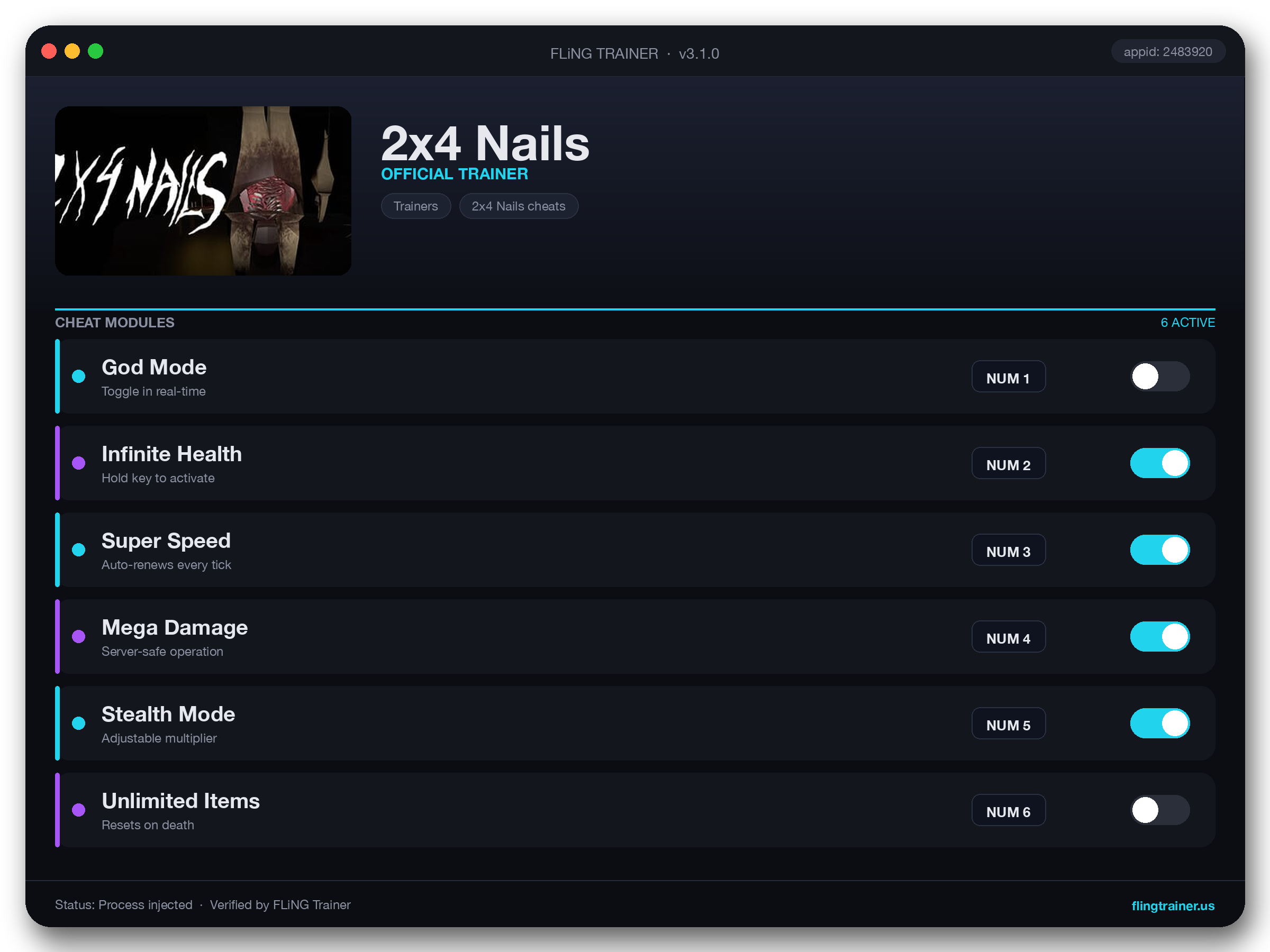 2x4 Nails Trainer interface