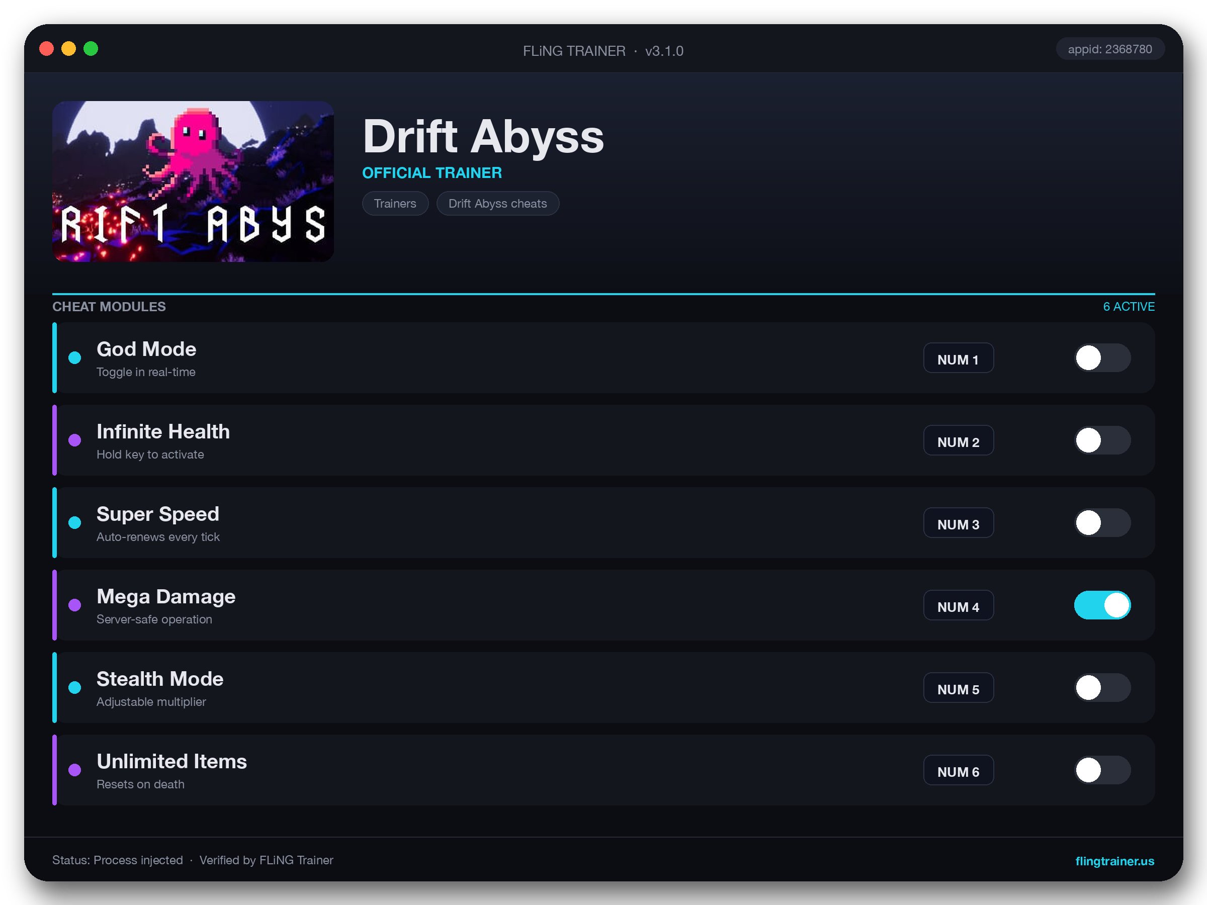 Drift Abyss Trainer interface