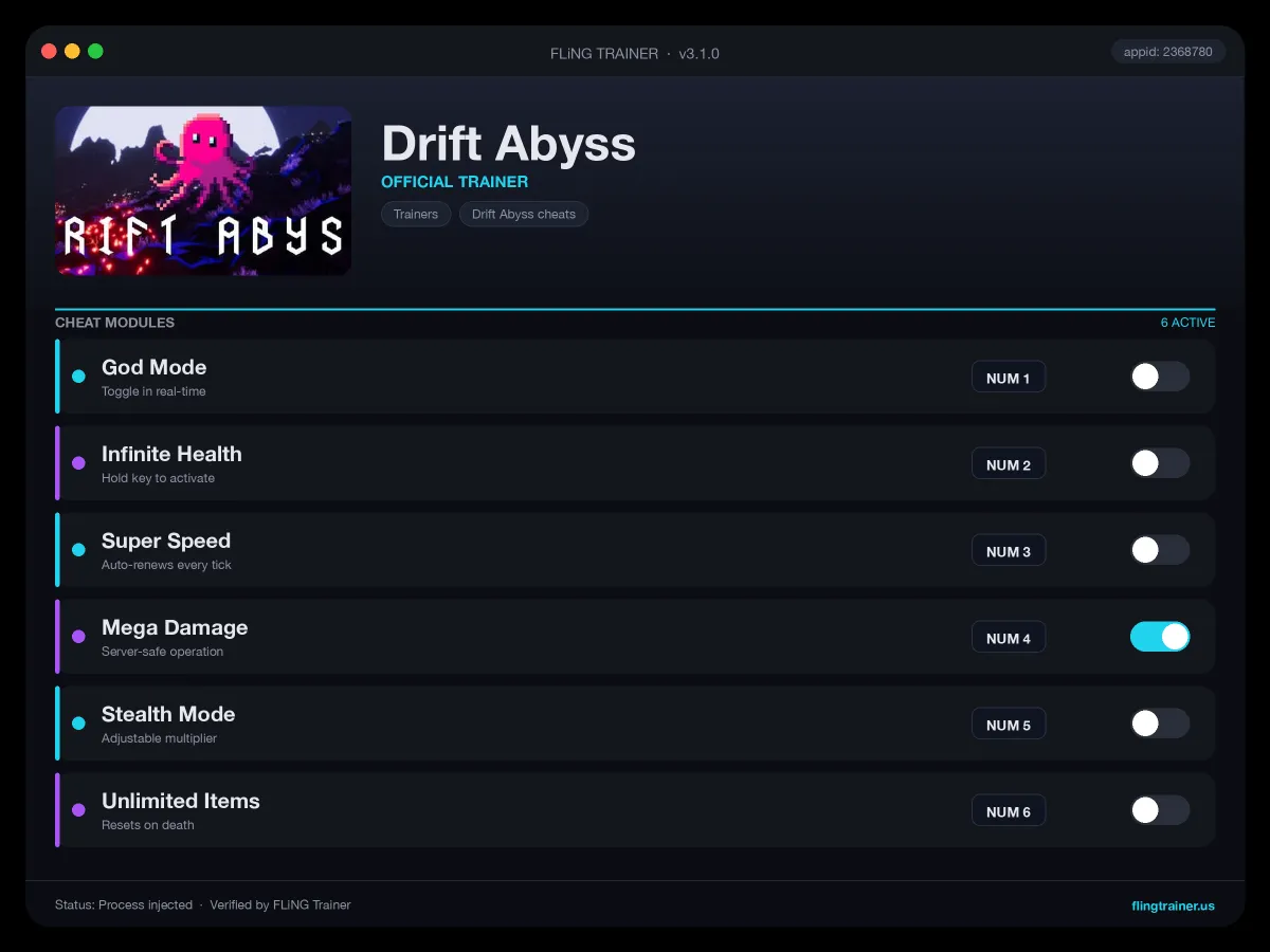 Drift Abyss Trainer interface