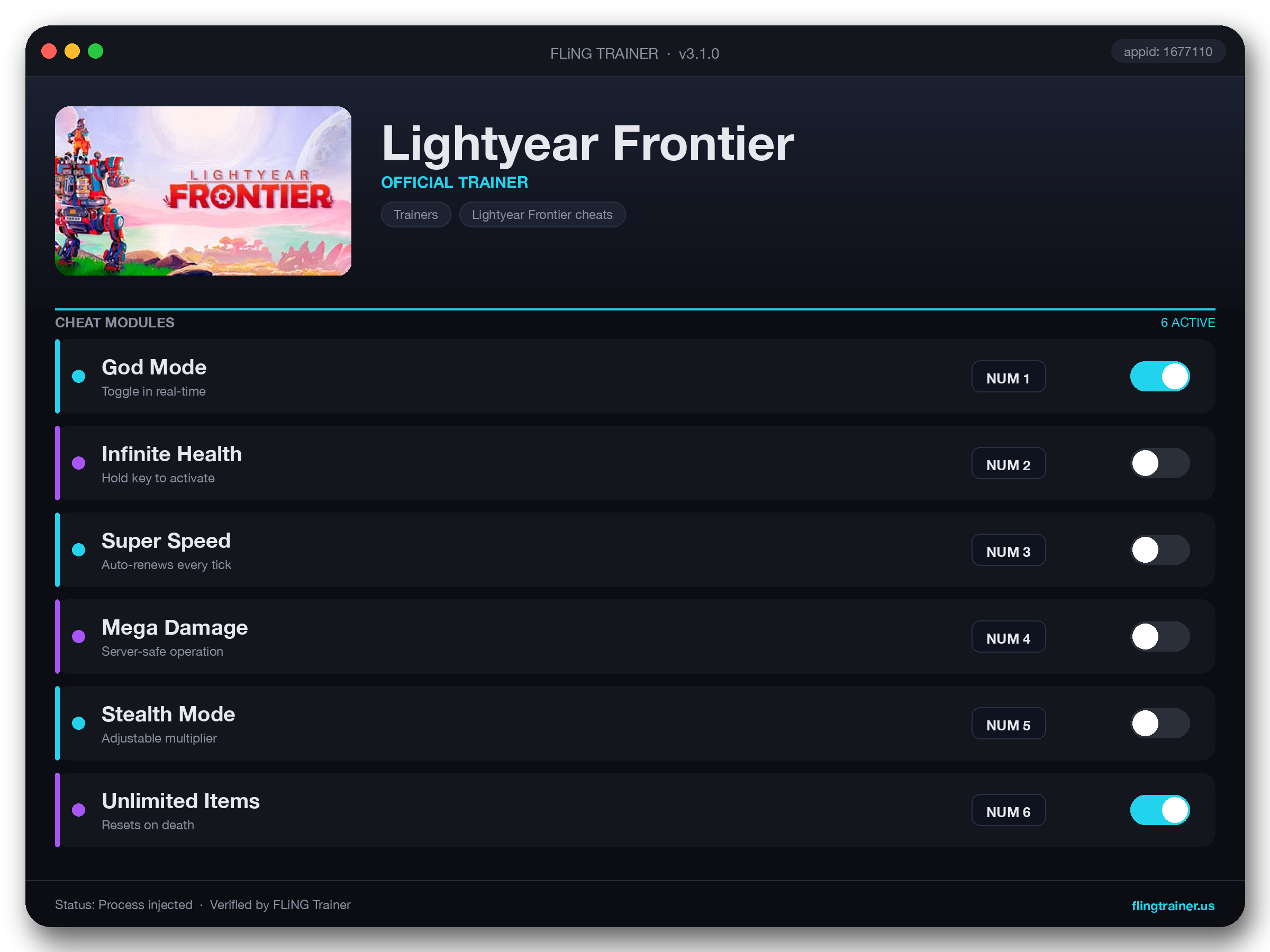 Lightyear Frontier Trainer interface