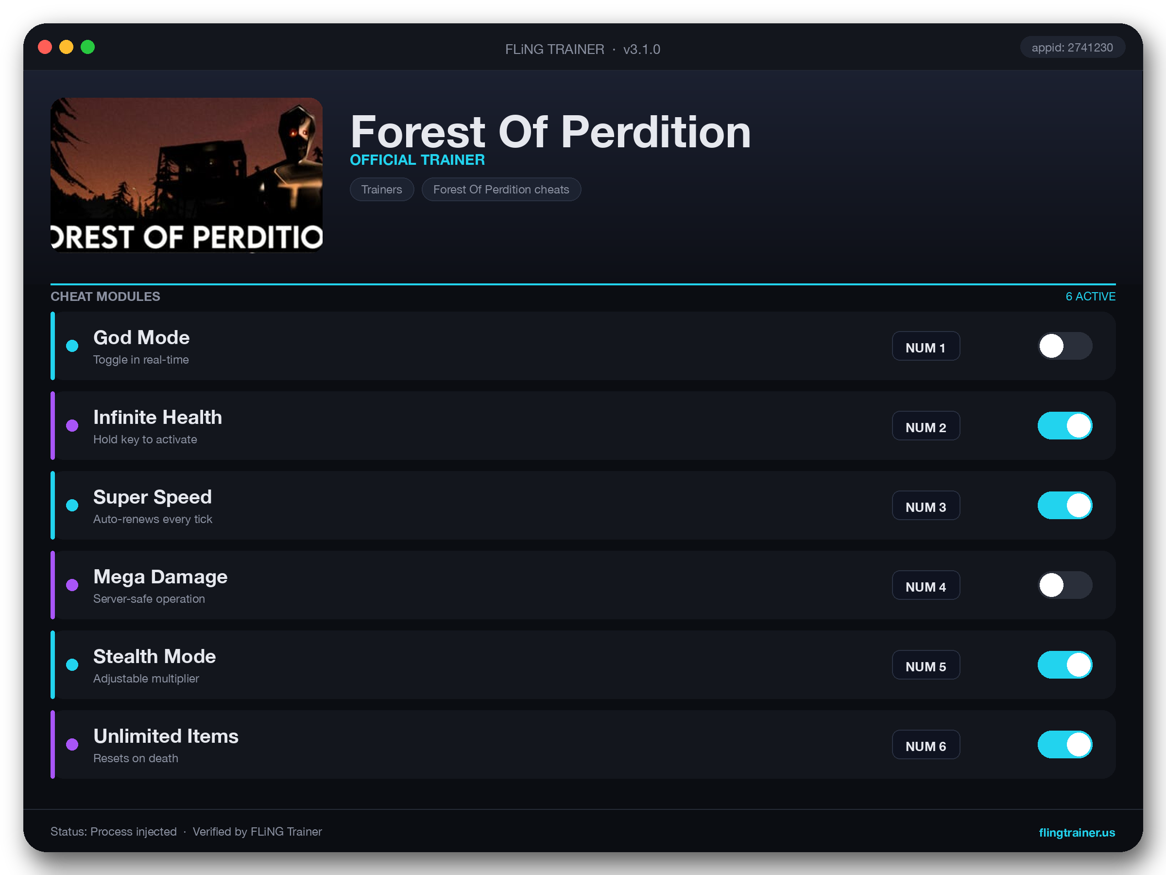 Forest Of Perdition Trainer interface