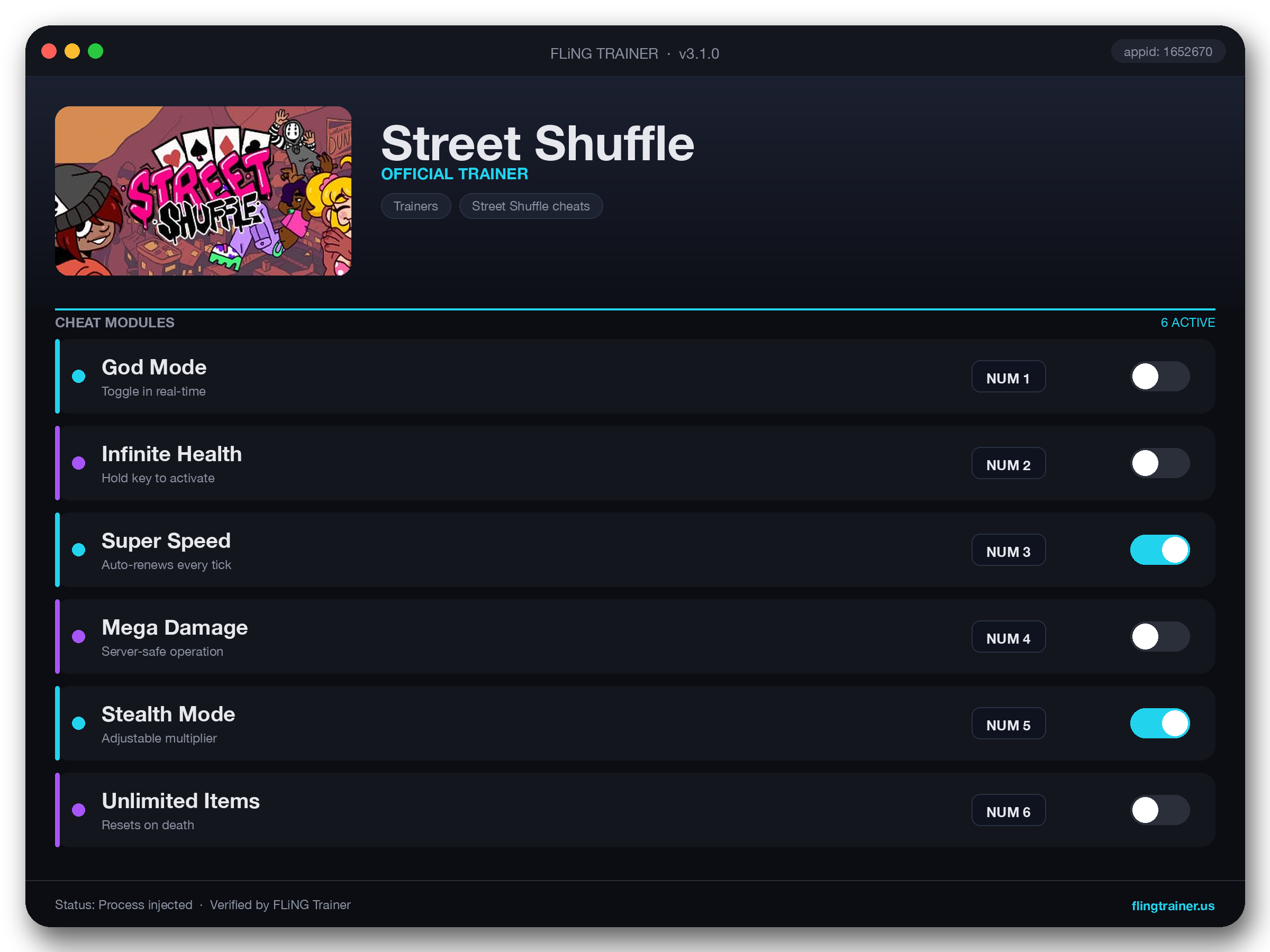 Street Shuffle Trainer interface