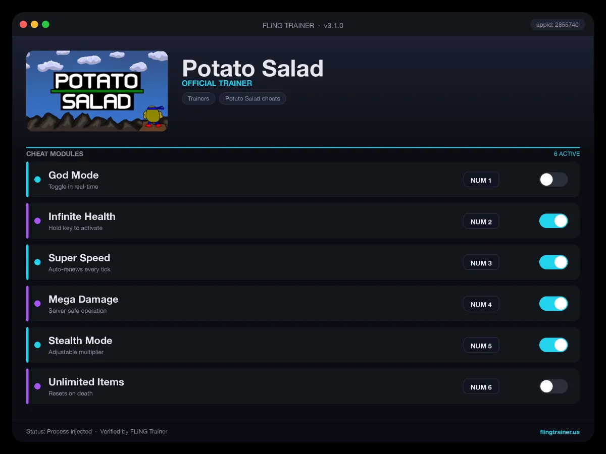Potato Salad Trainer interface