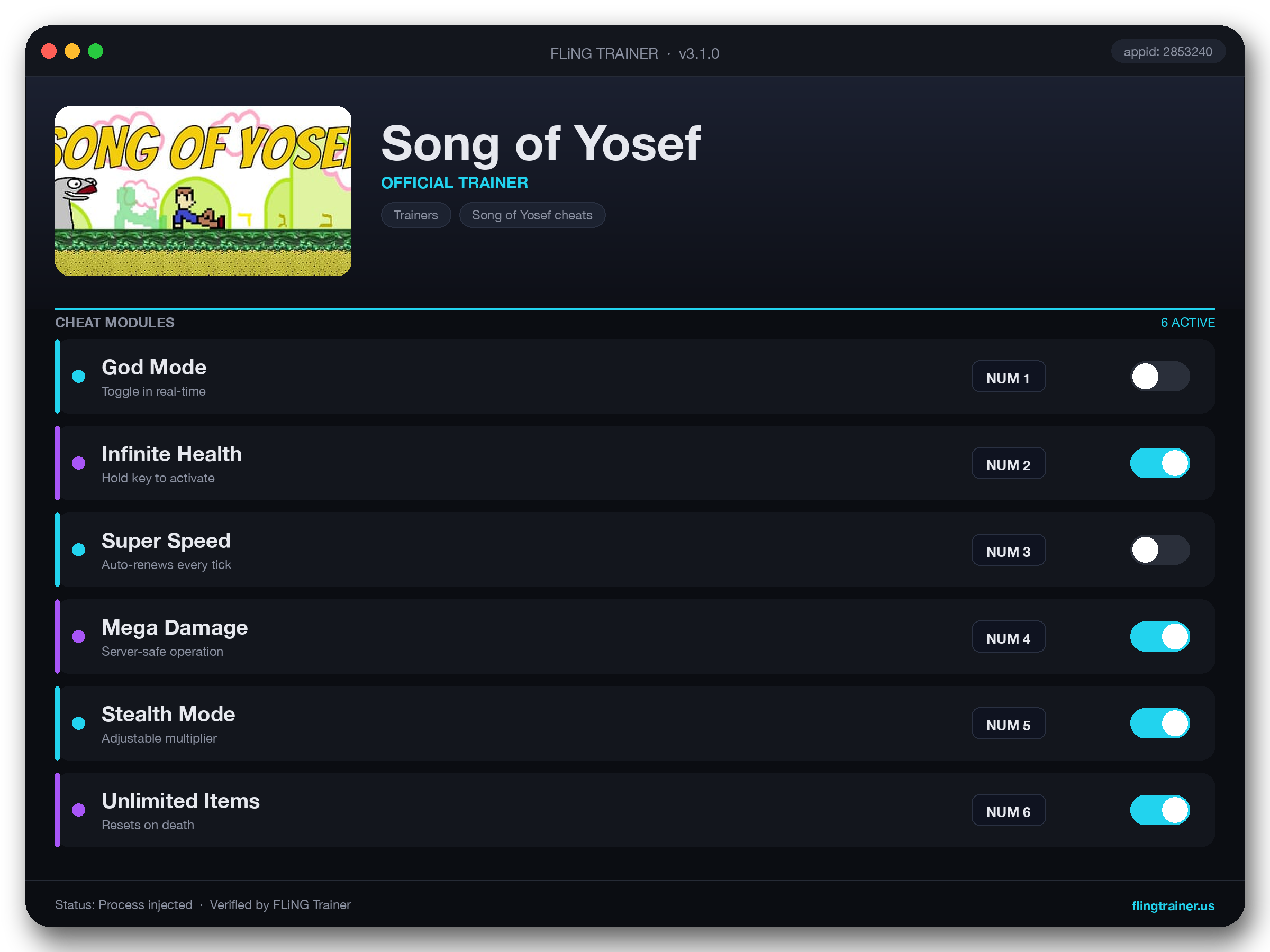 Song of Yosef Trainer interface