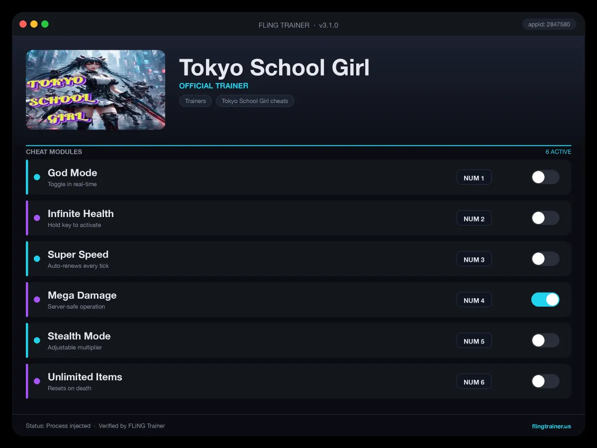 Tokyo School Girl Trainer interface