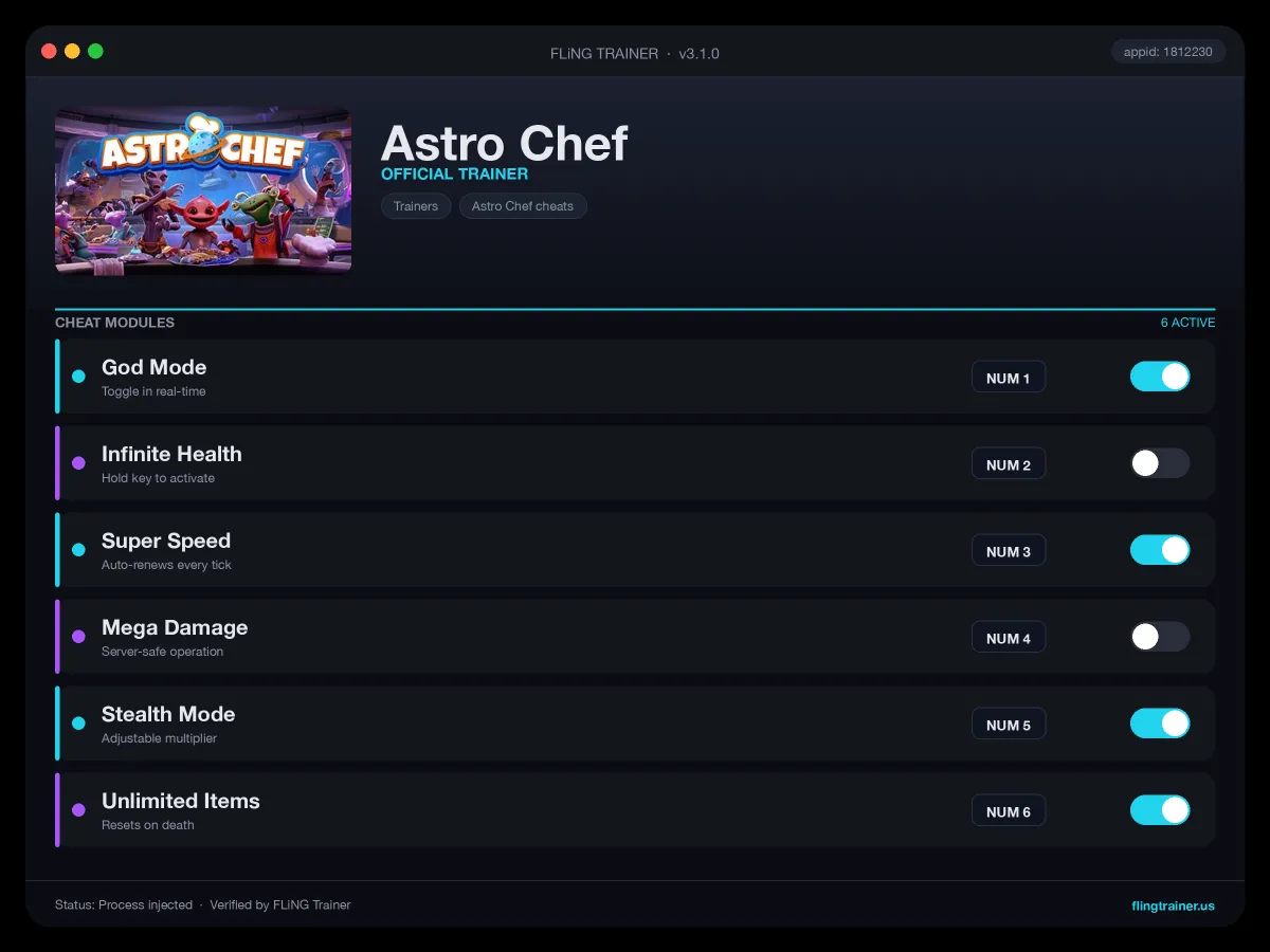 Astro Chef Trainer interface