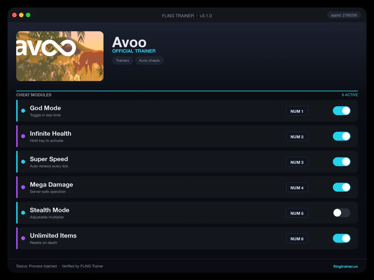 Avoo Trainer interface