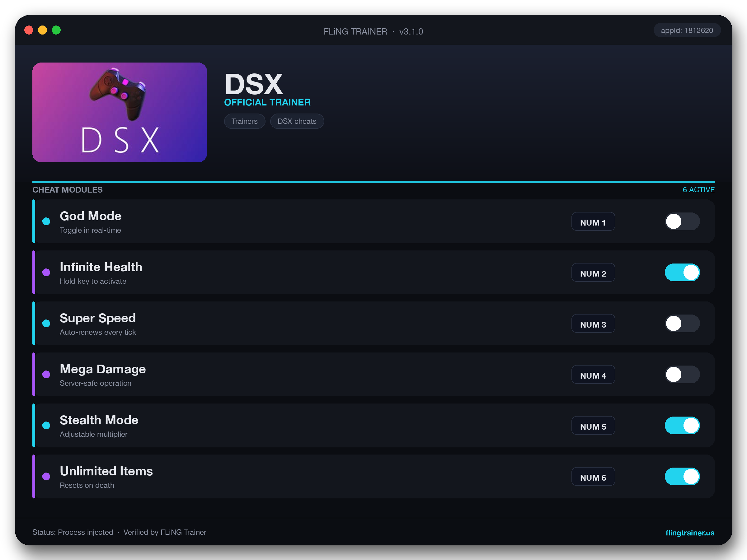 DSX Trainer interface