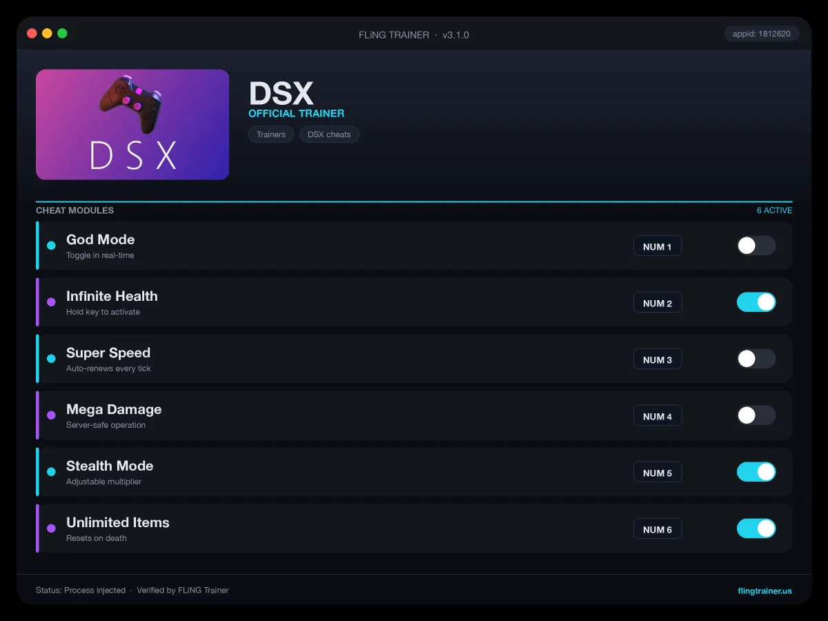 DSX Trainer interface