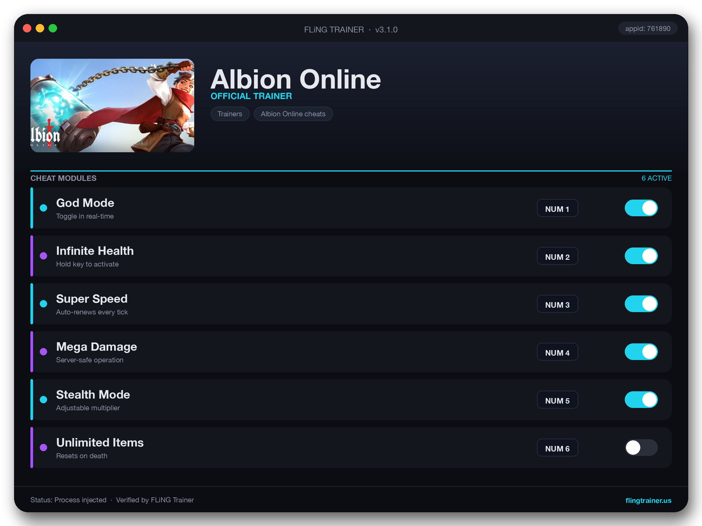 Albion Online Trainer interface