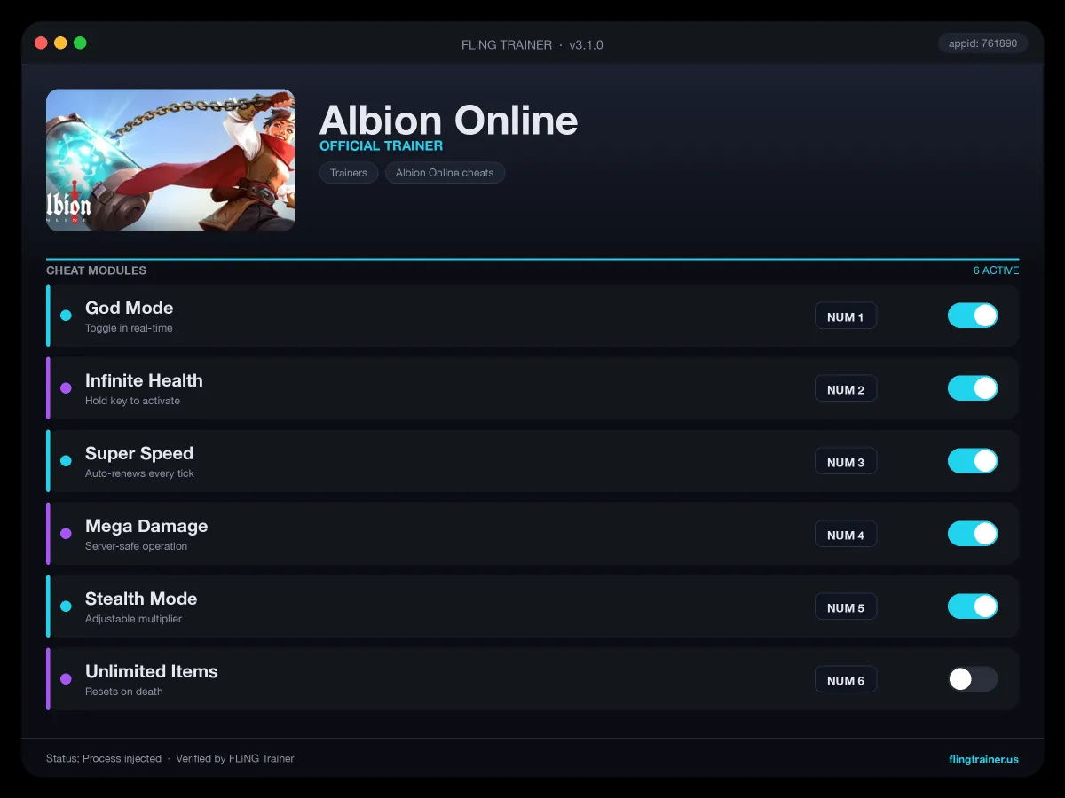 Albion Online Trainer interface