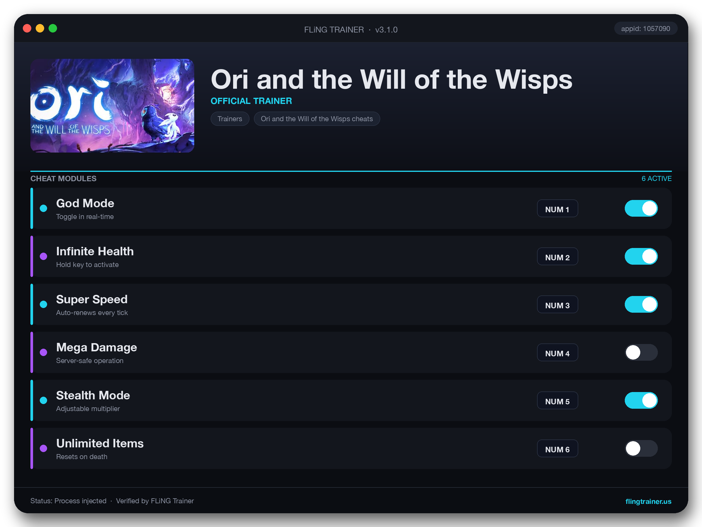 Ori and the Will of the Wisps Trainer interface
