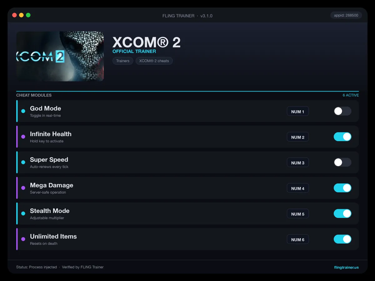 XCOM® 2 Trainer interface