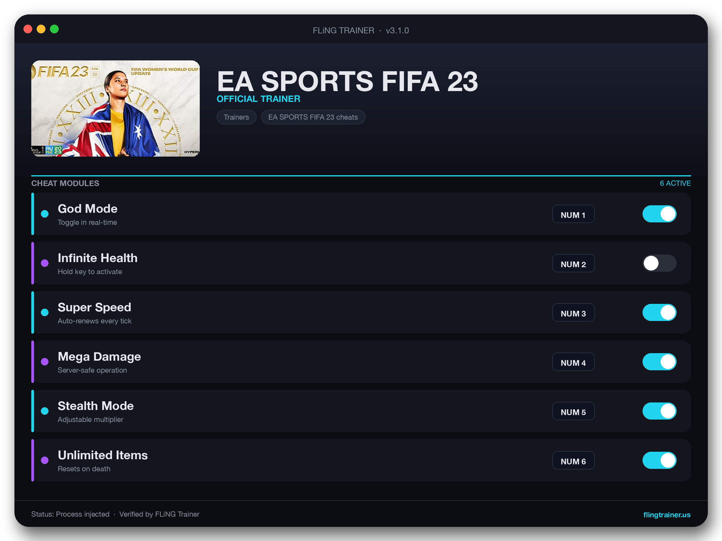 EA SPORTS FIFA 23 Trainer interface