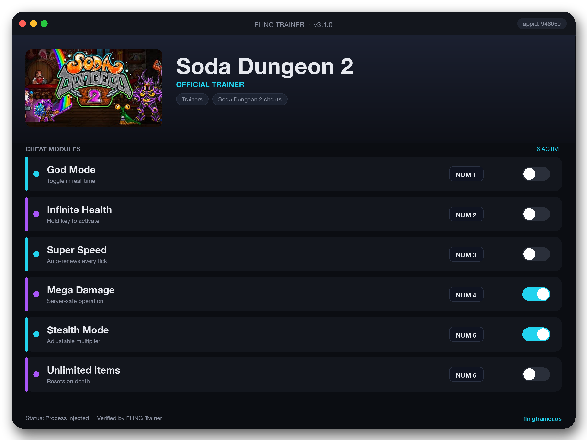 Soda Dungeon 2 Trainer interface