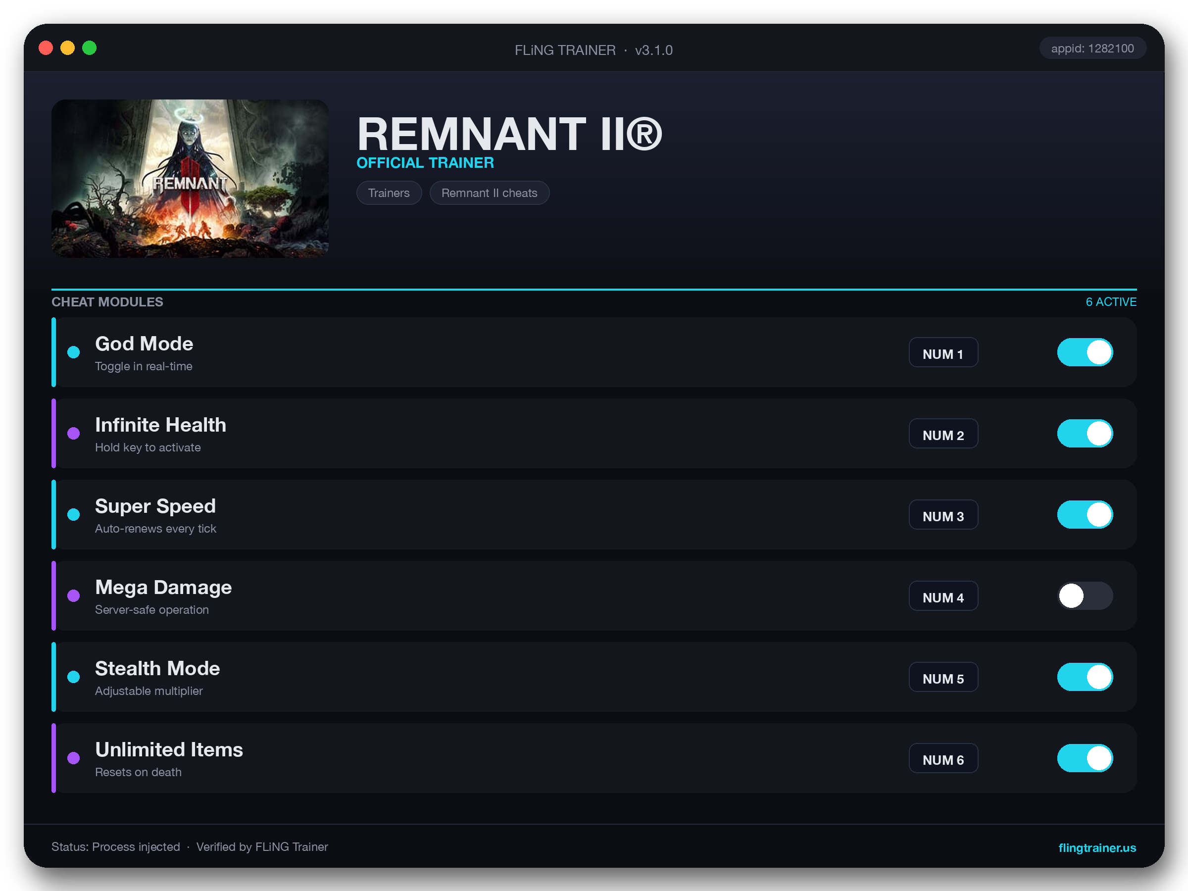 REMNANT II® Trainer interface