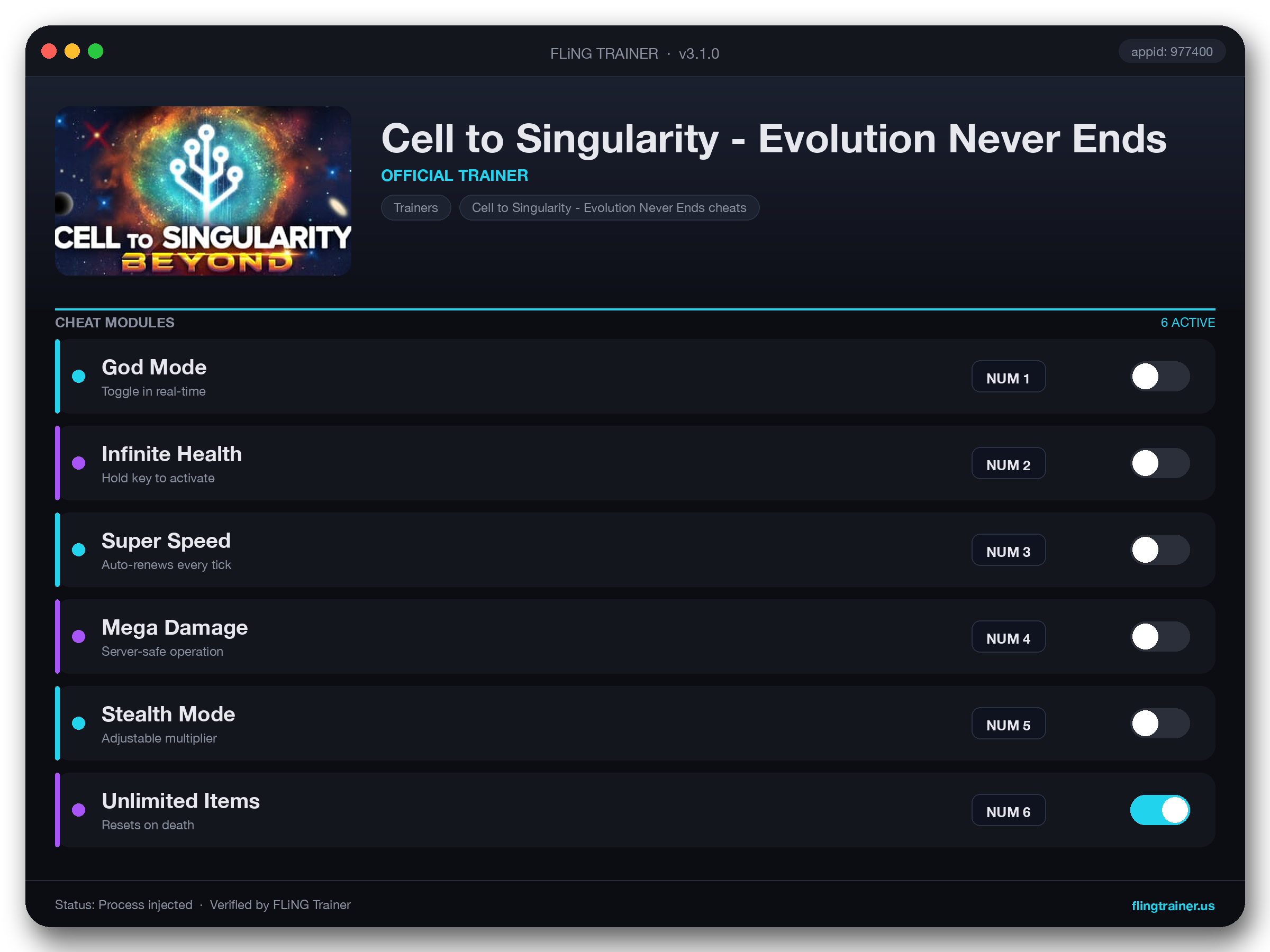 Cell to Singularity - Evolution Never Ends Trainer interface