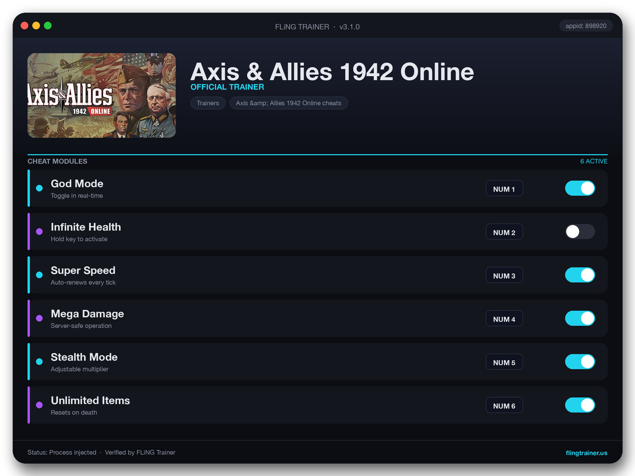 Axis & Allies 1942 Online Trainer interface