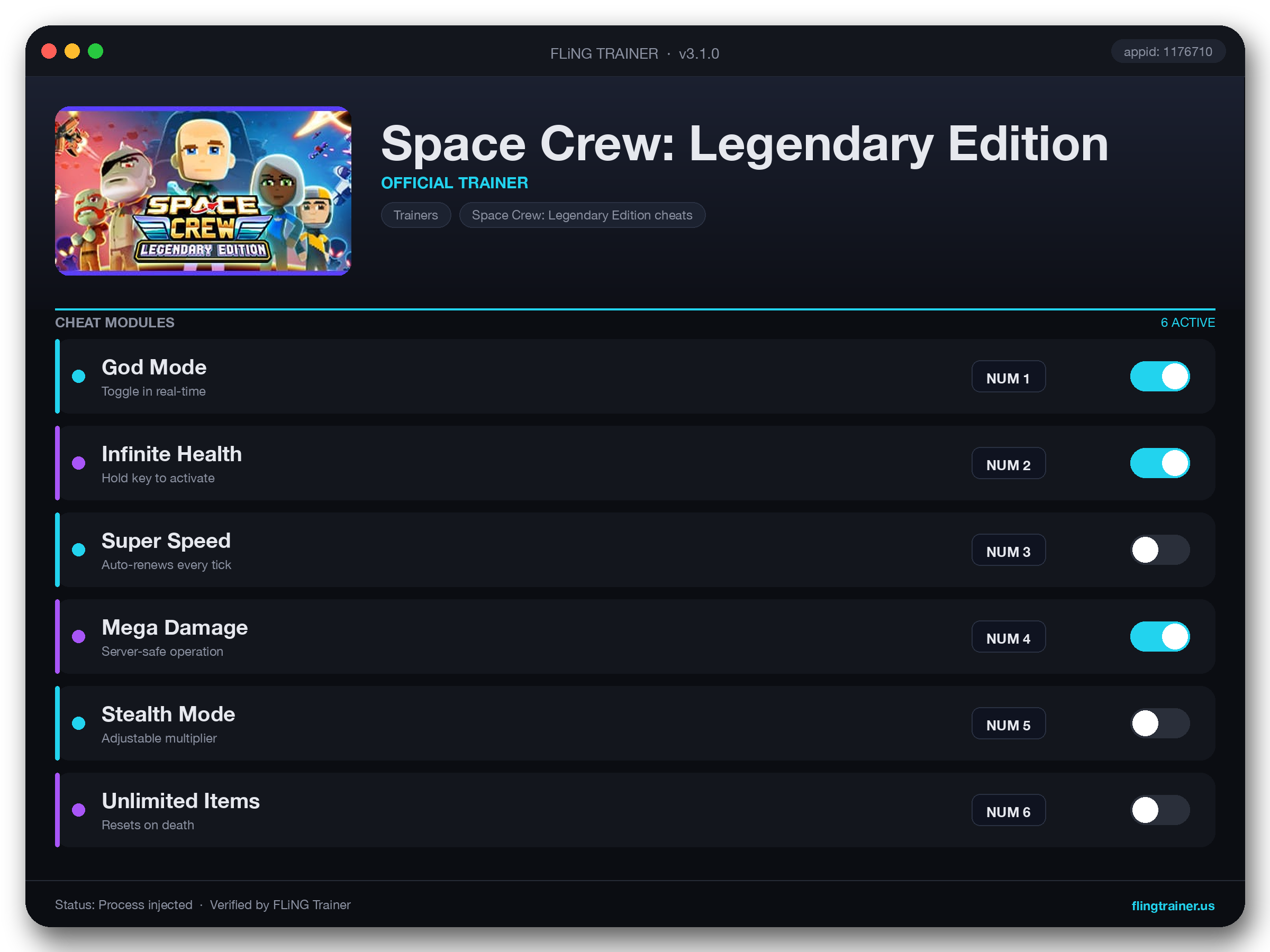 Space Crew: Legendary Edition Trainer interface