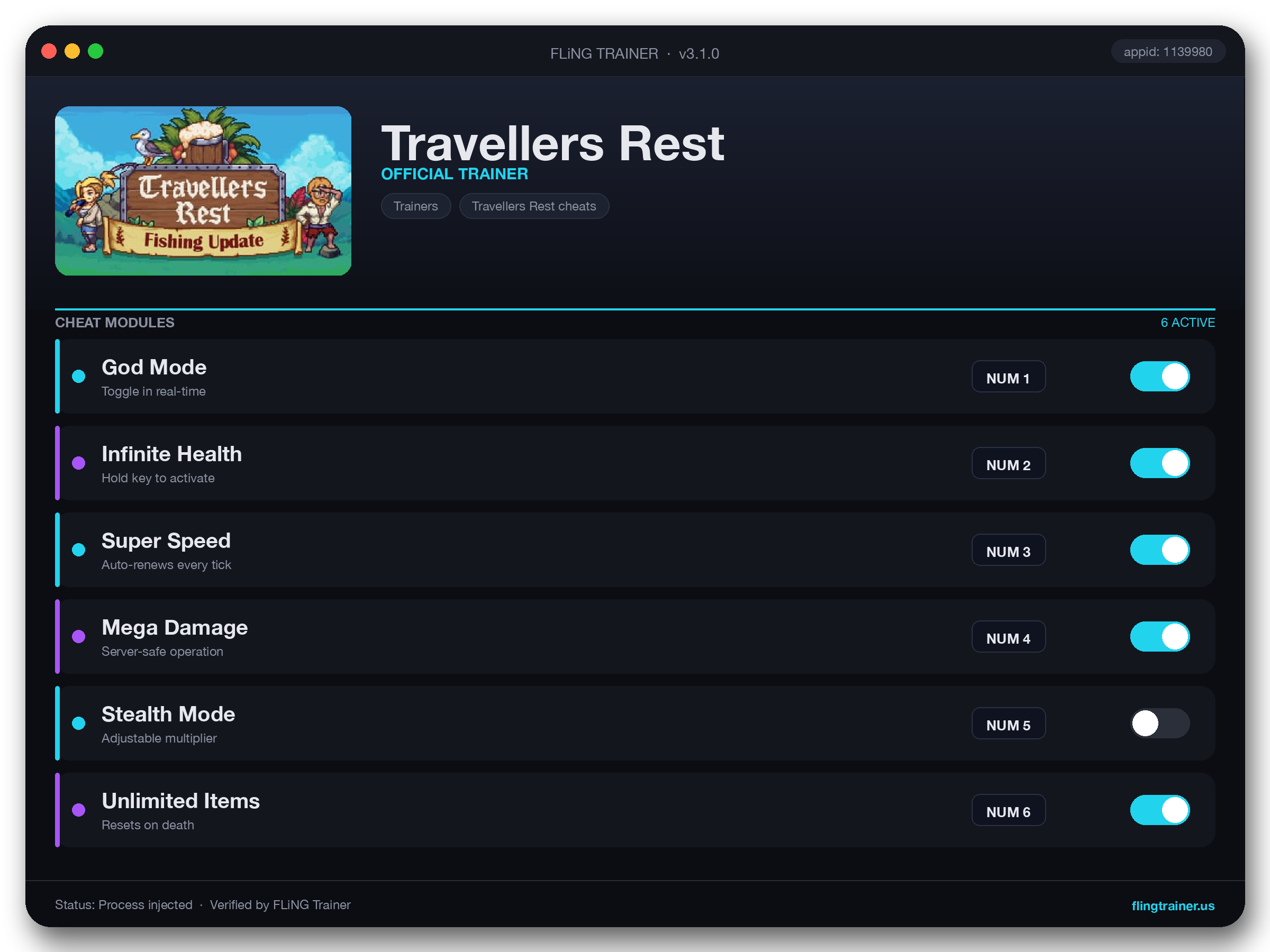 Travellers Rest Trainer interface