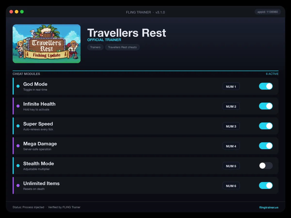 Travellers Rest Trainer interface