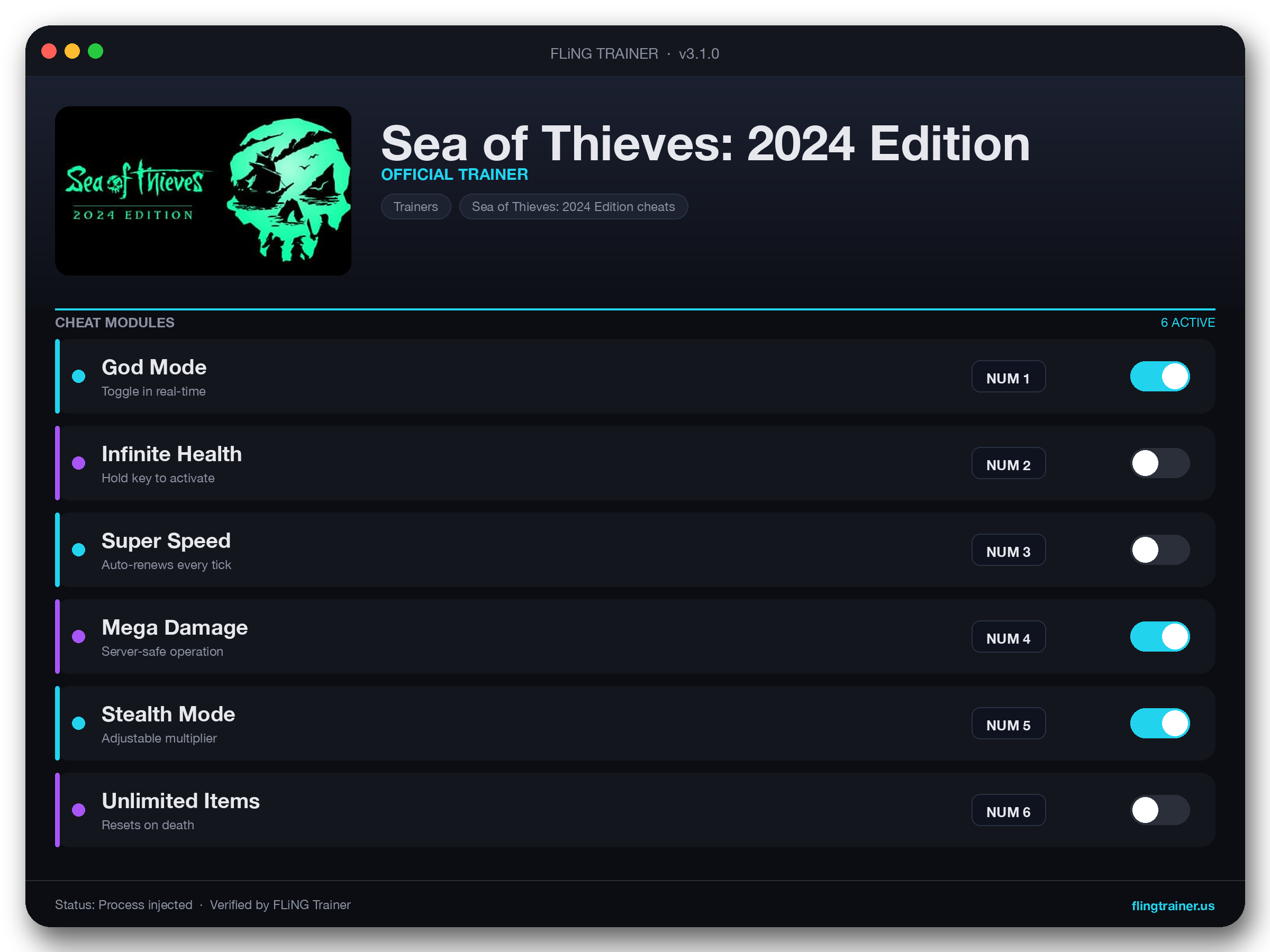Sea of Thieves: 2024 Edition Trainer interface