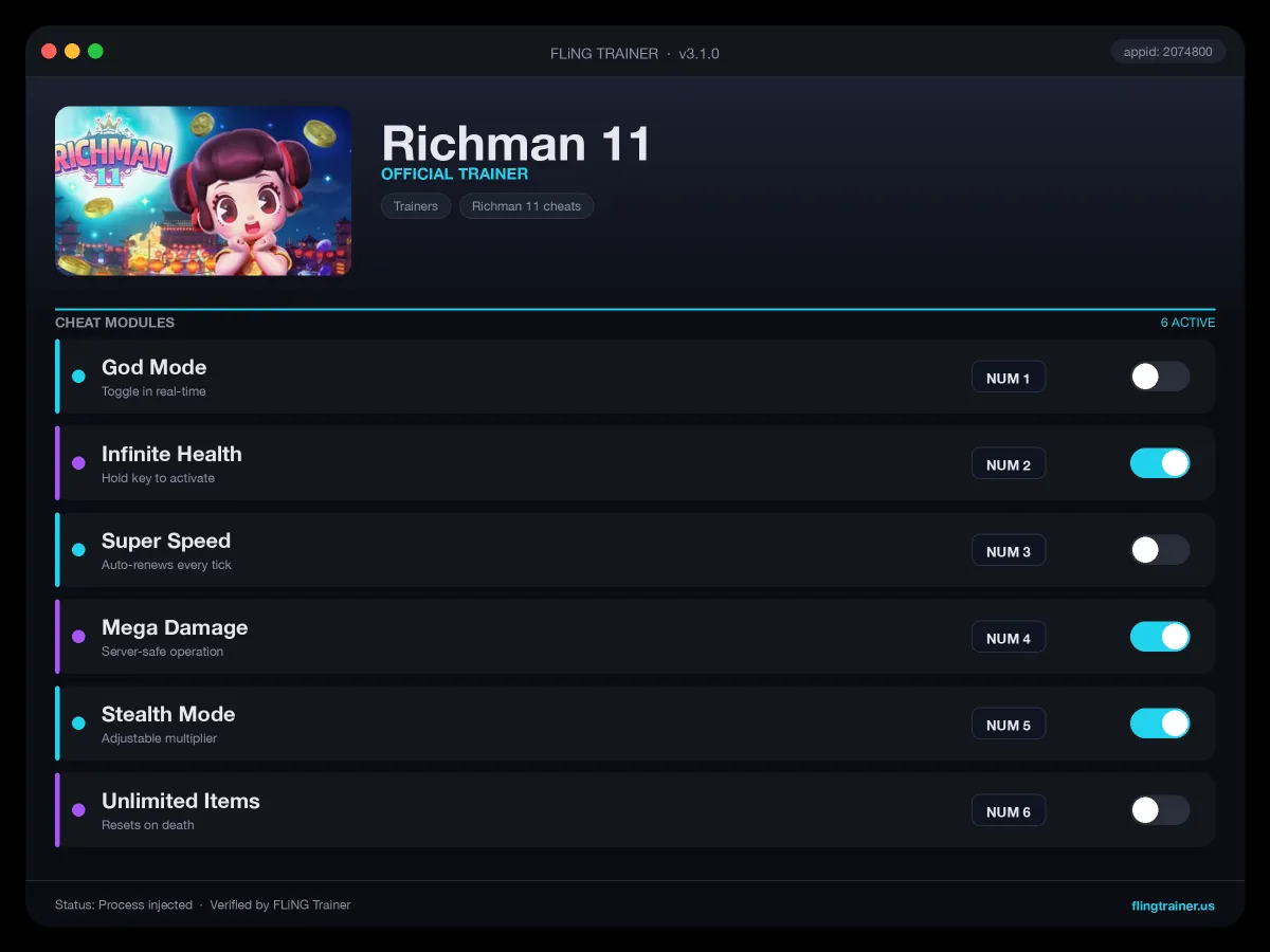 Richman 11 Trainer interface