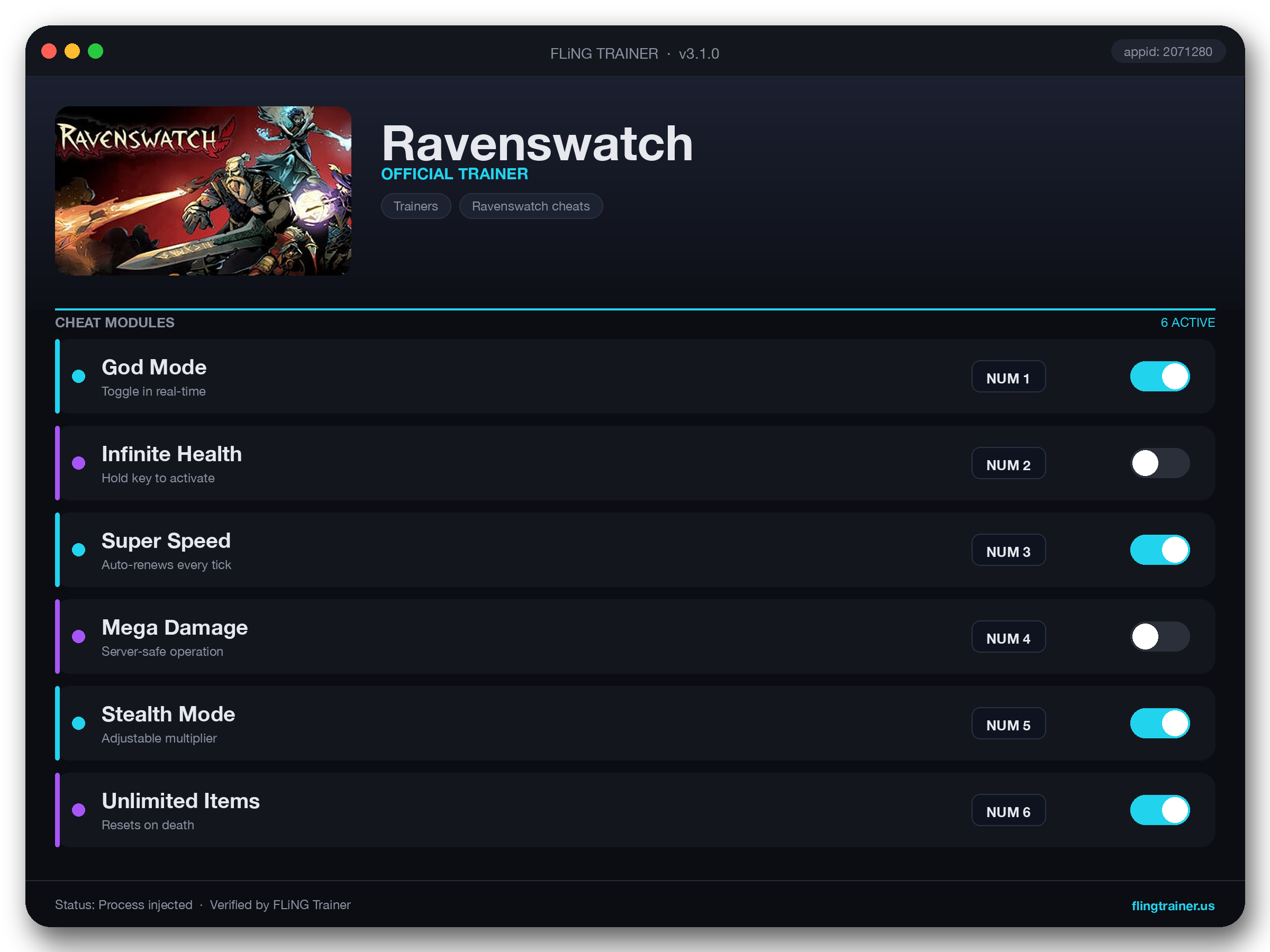 Ravenswatch Trainer interface