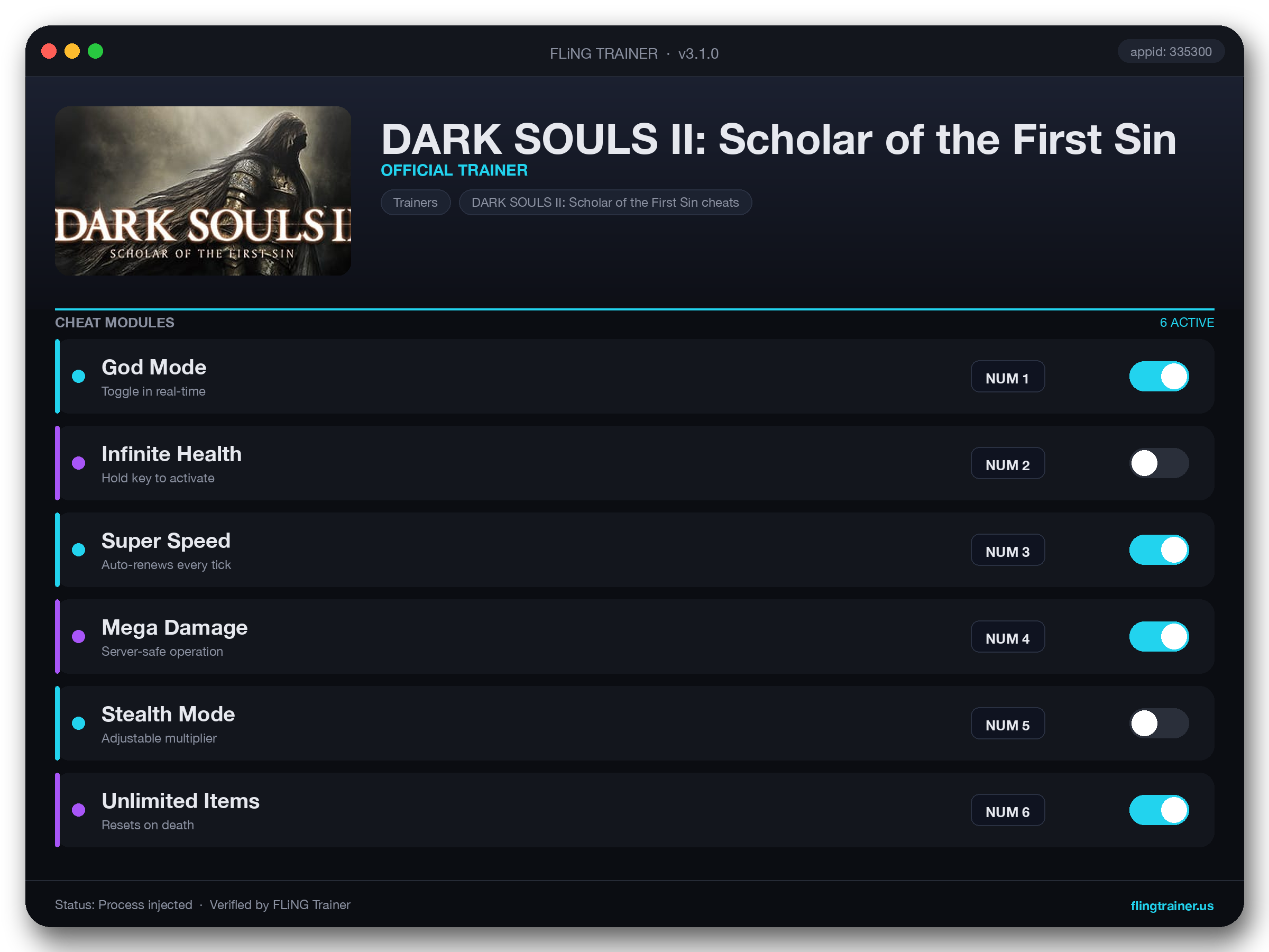 DARK SOULS II: Scholar of the First Sin Trainer interface