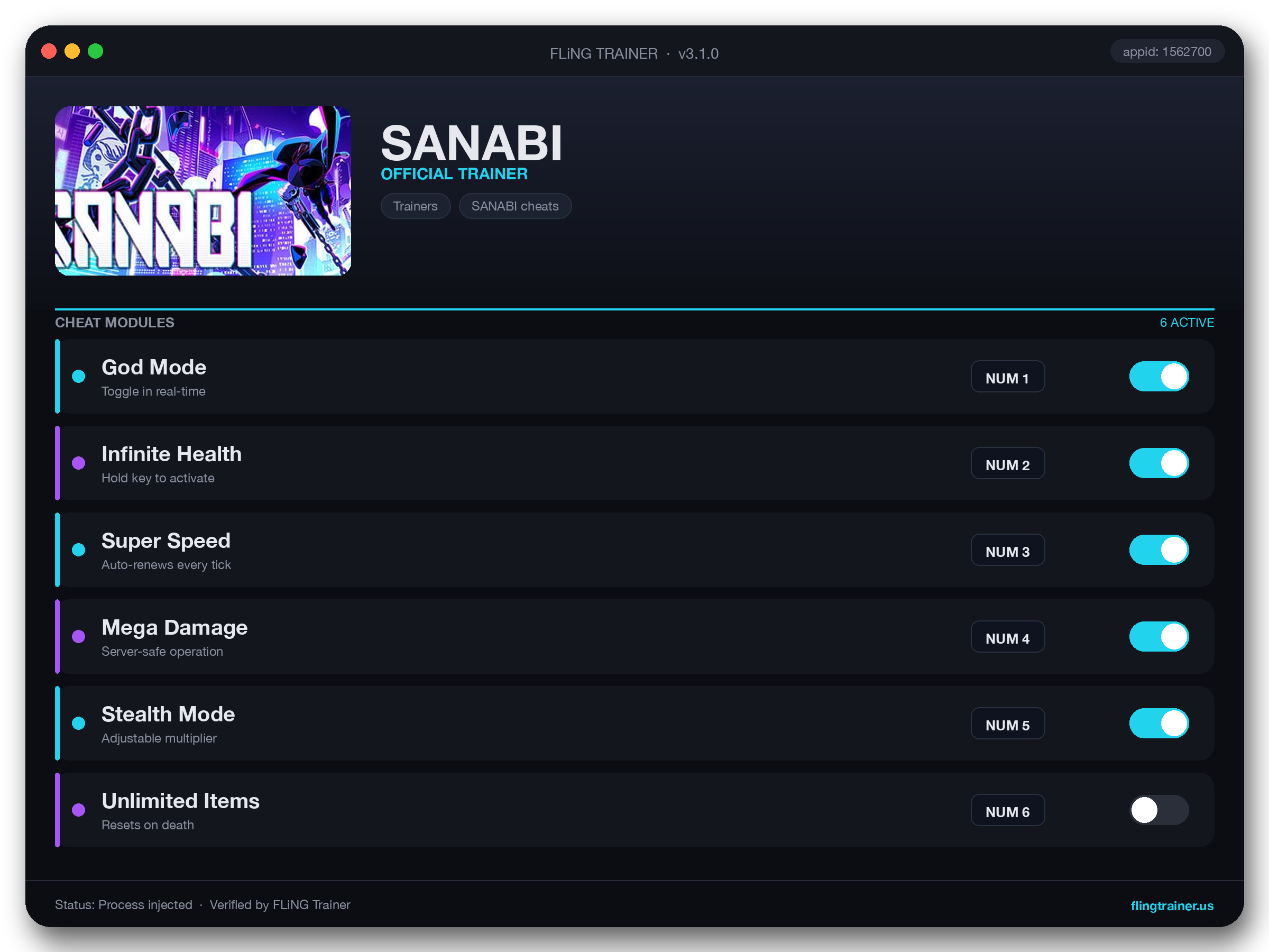 SANABI Trainer interface