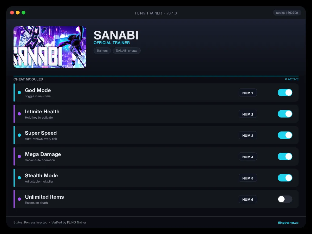 SANABI Trainer interface
