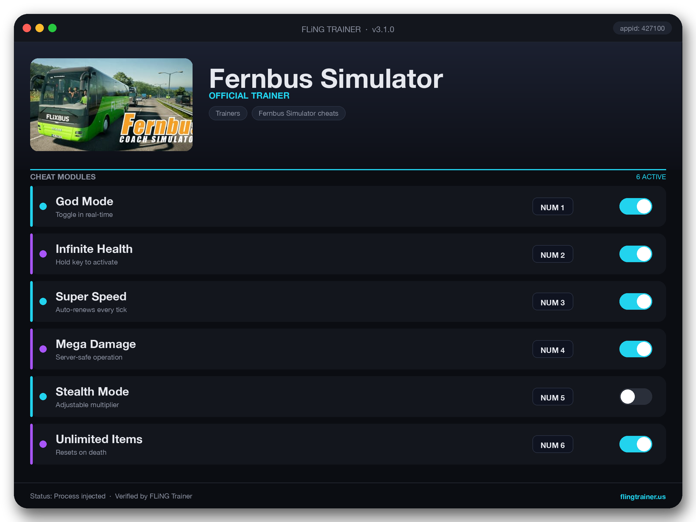 Fernbus Simulator Trainer interface