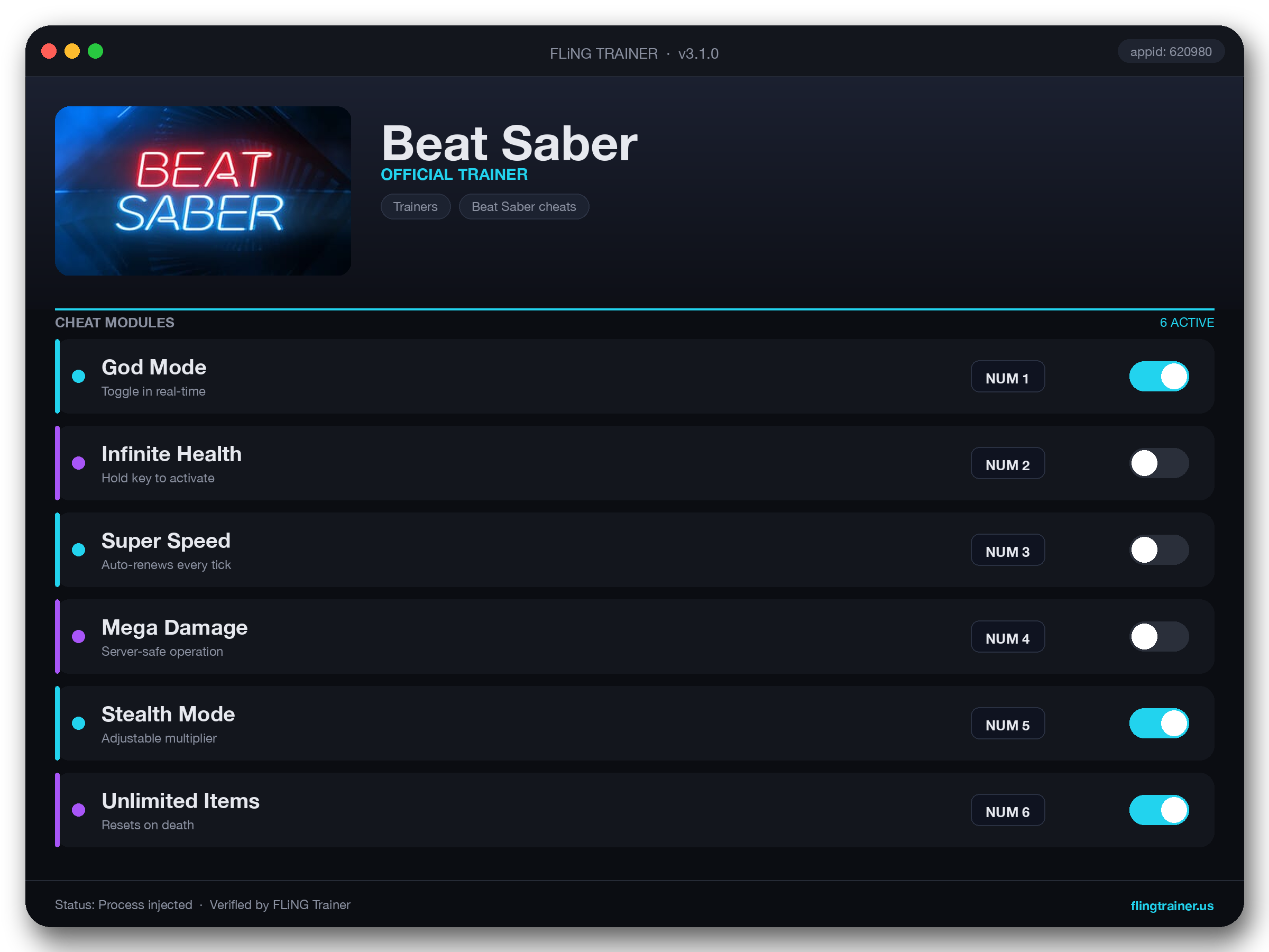Beat Saber Trainer interface