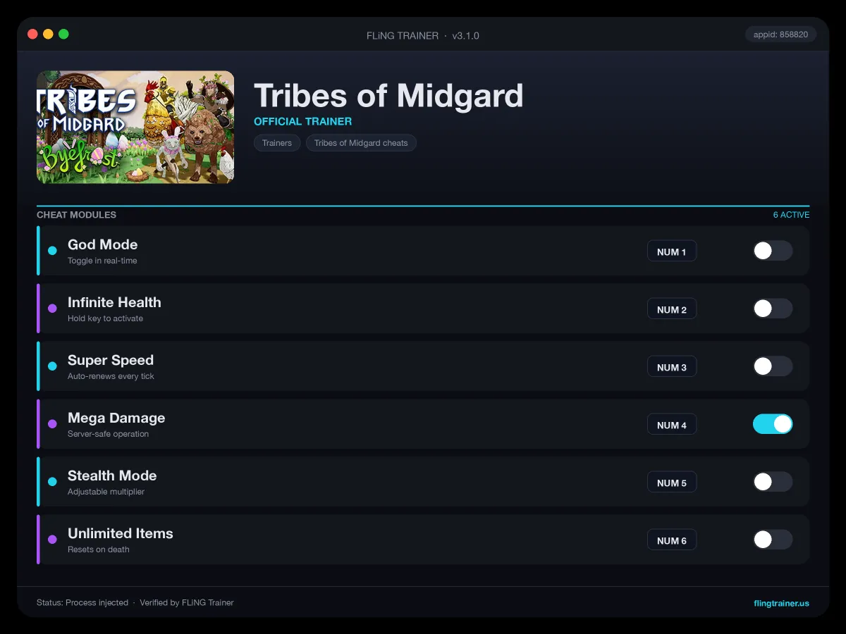 Tribes of Midgard Trainer interface